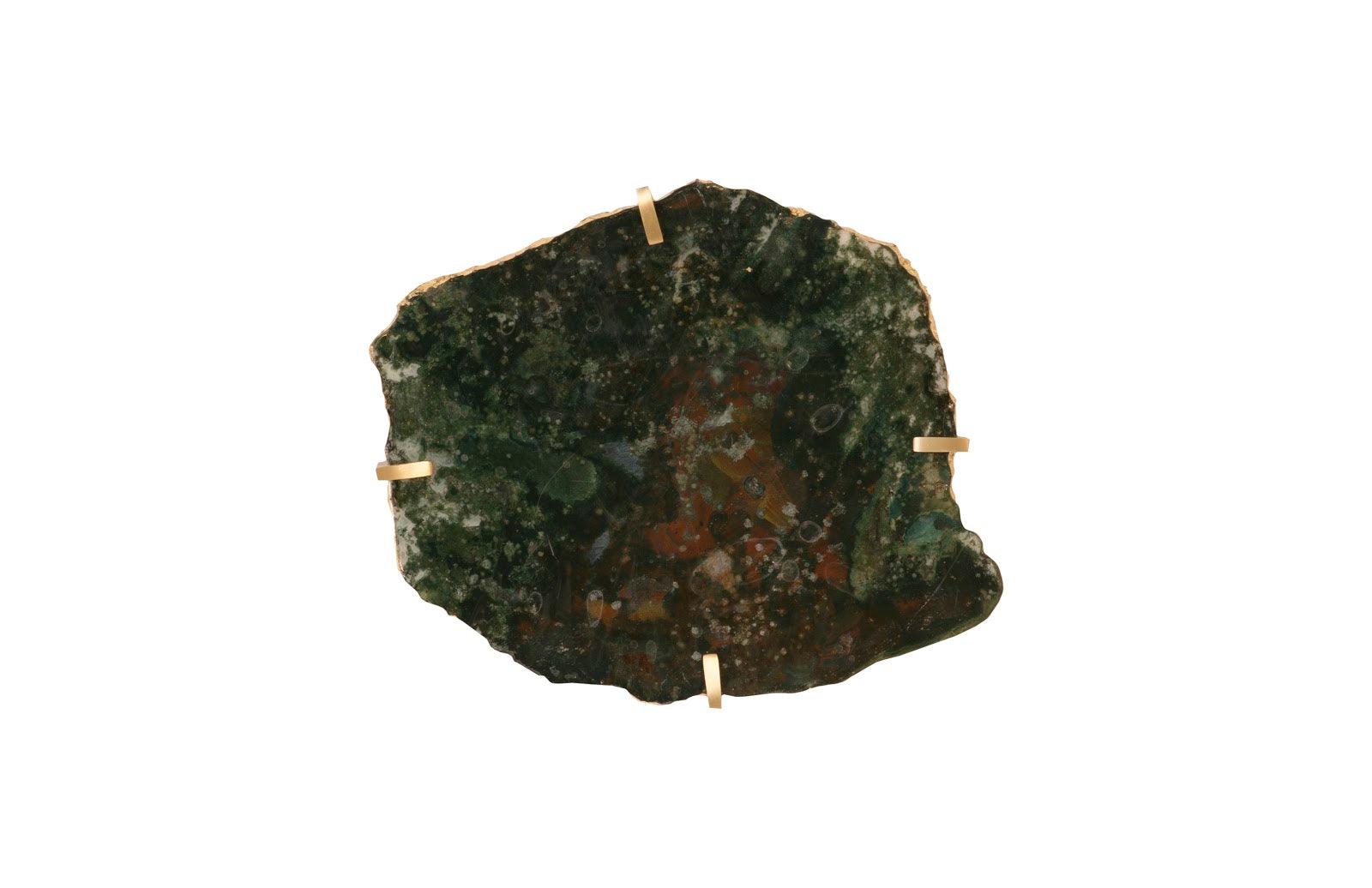 Gem Wall Tile in Brass Setting, Glacier Charcoal - Remutear