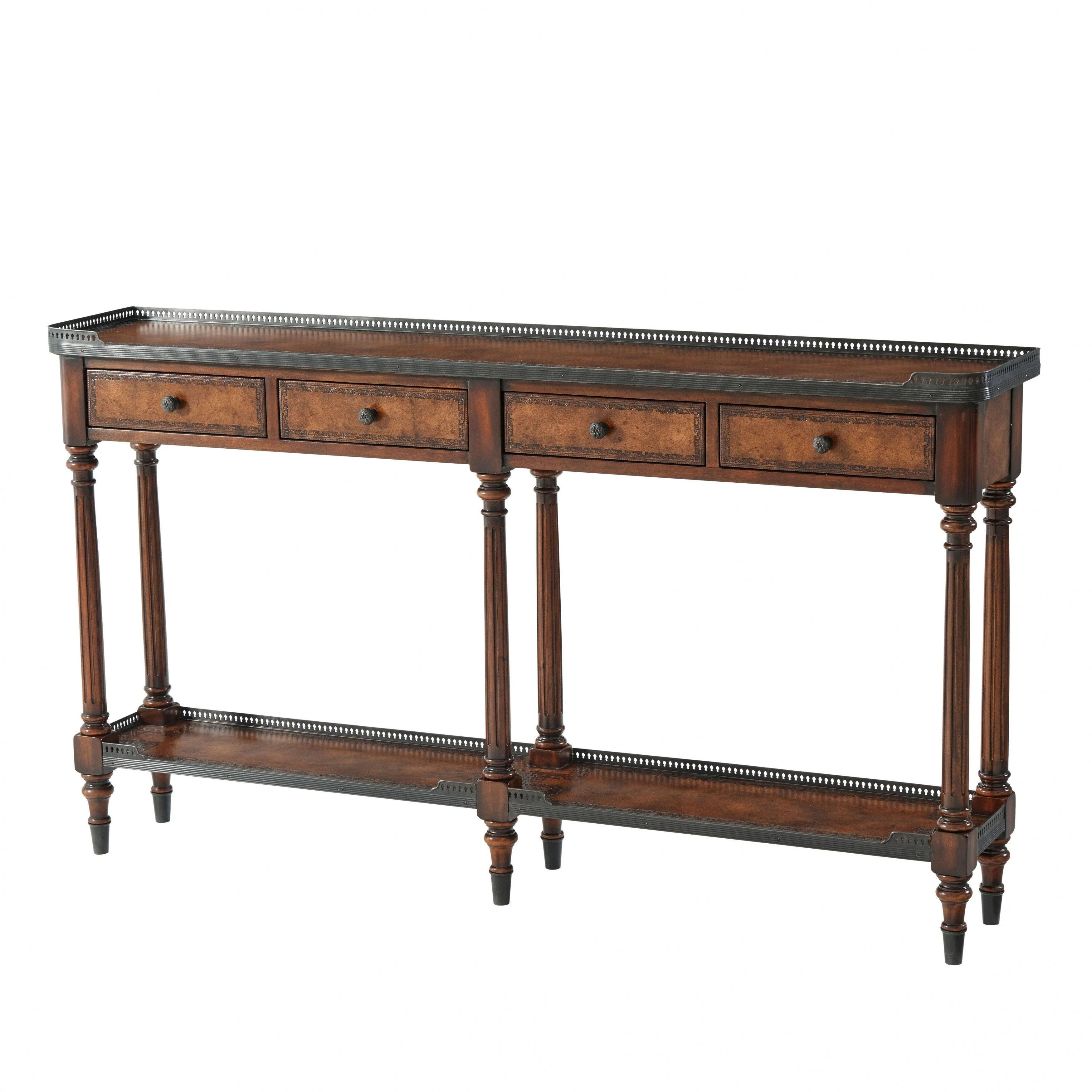 The Louis XVI Leather Console Table - Remutear