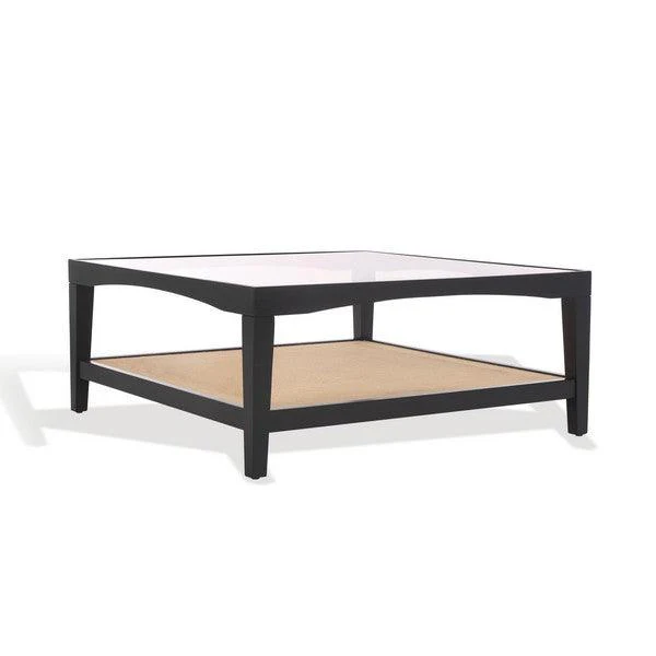 Nicolella Square Glass And Linen Coffee Table - Remutear
