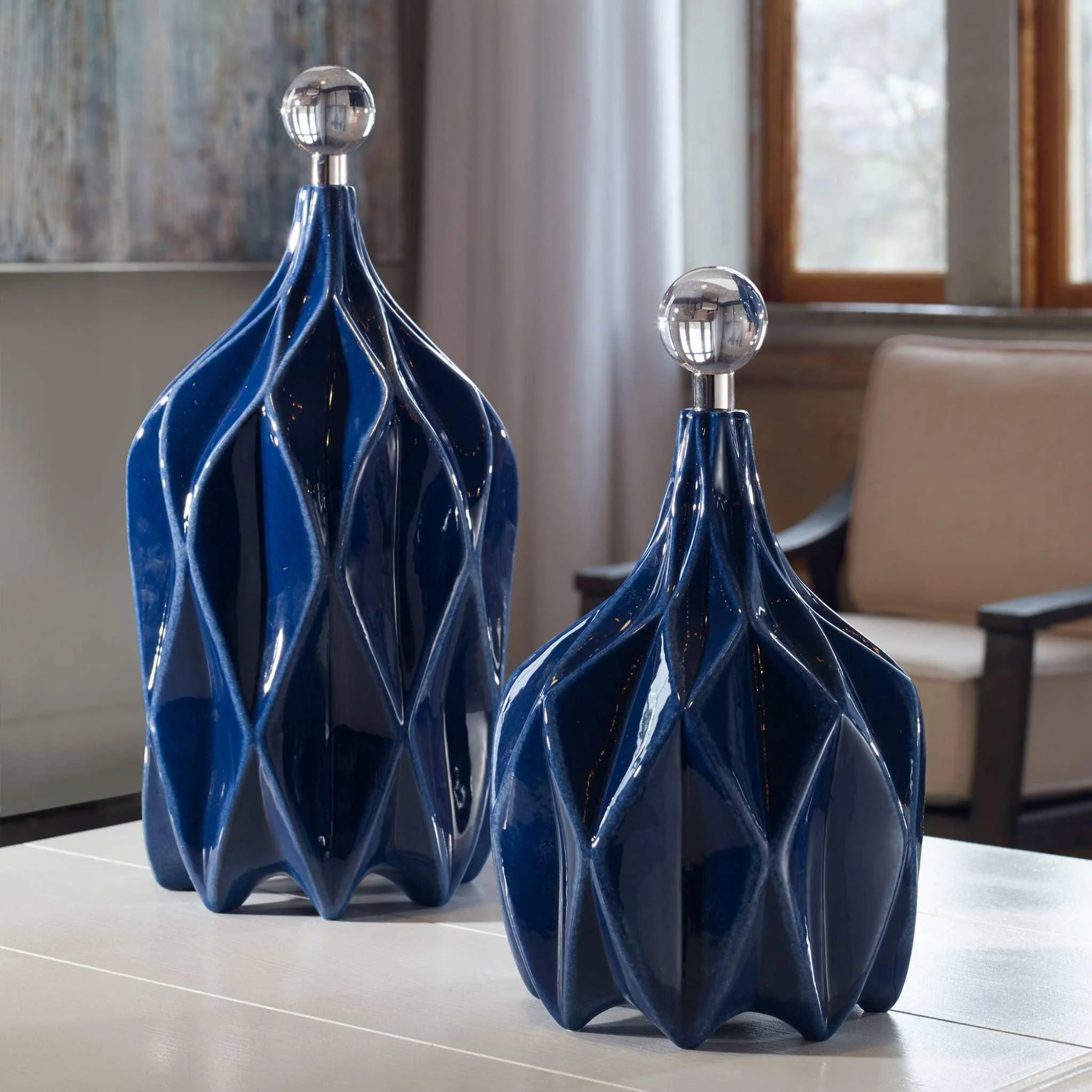 KLARA GEOMETRIC BOTTLES, SET OF 2 - Remutear