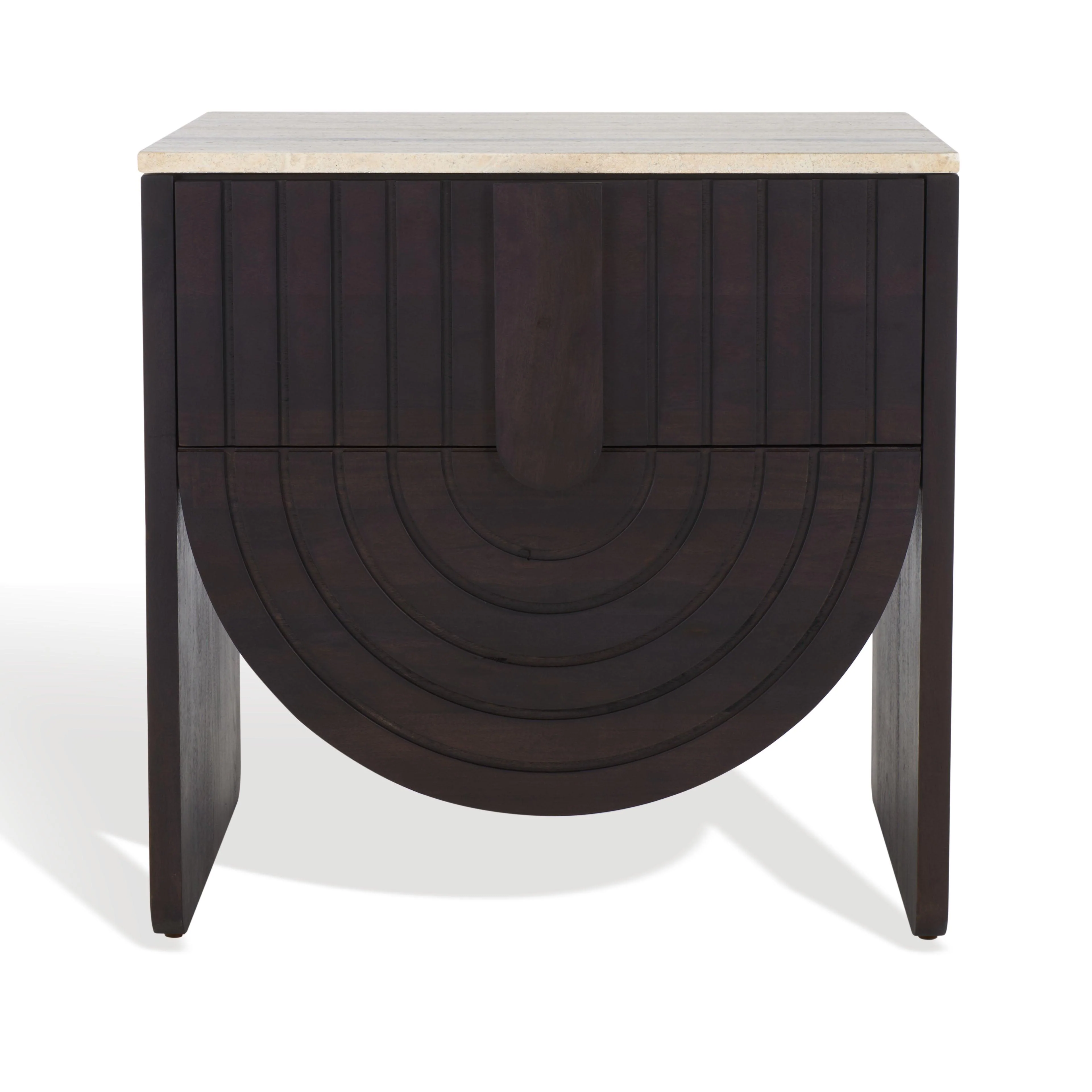 Floris Travertine Top Nightstand - Remutear