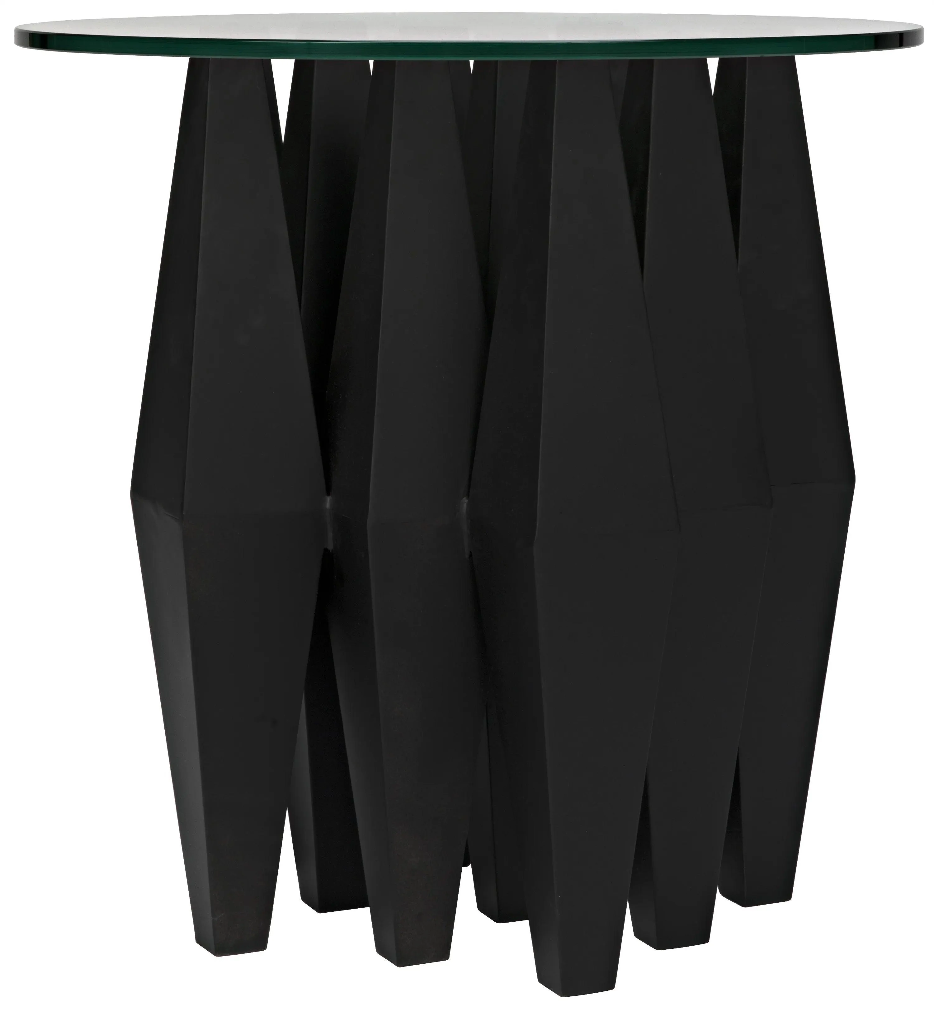 Soldier Side Table, Black Steel with Glass Top - Remutear