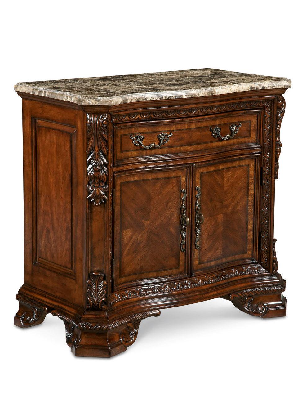 Old World Marble Top Nightstand - Remutear