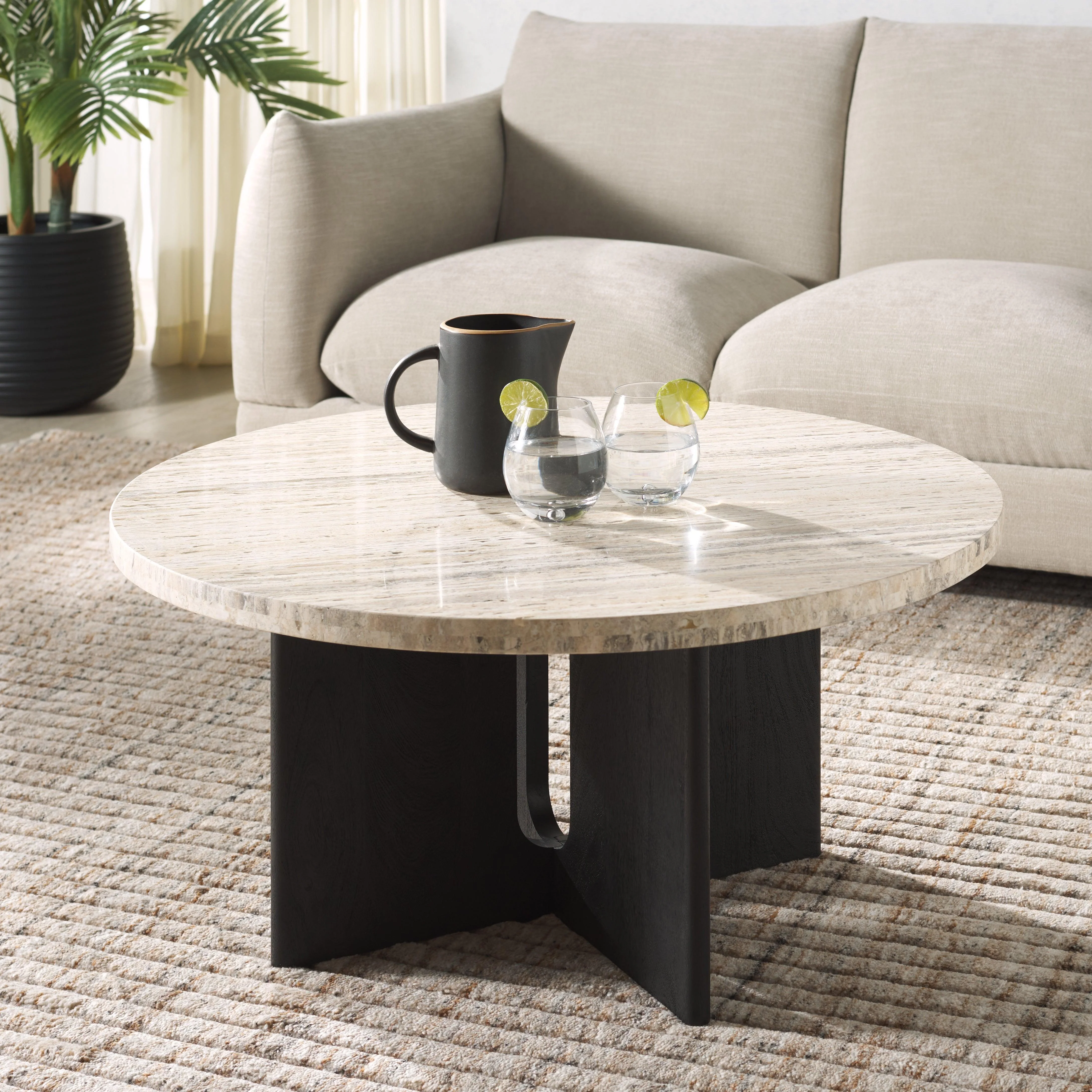 Shayna Travertine Coffee Table - Remutear