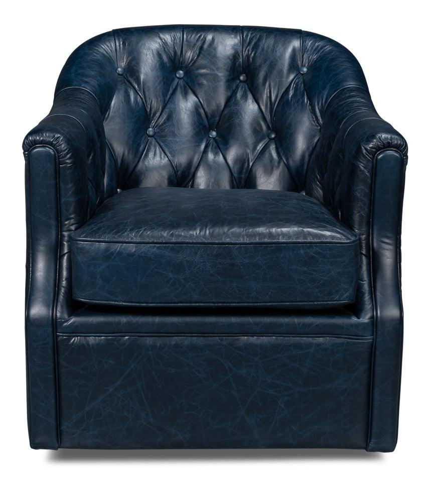 Coolidge Leather Swivel Chair - Blue - Remutear