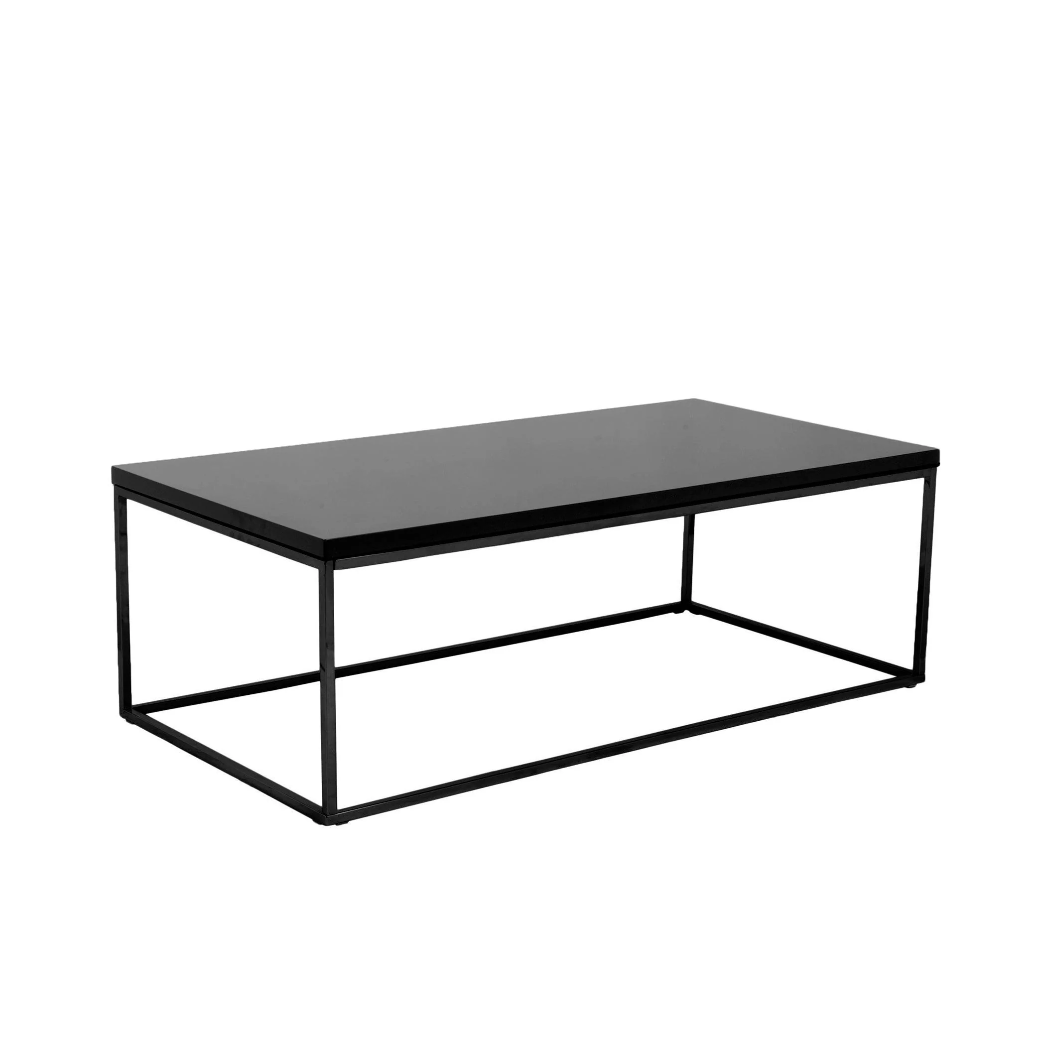 TERESA RECTANGLE COFFEE TABLE IN HIGH GLOSS BLACK WITH MATTE BLACK BASE - Remutear