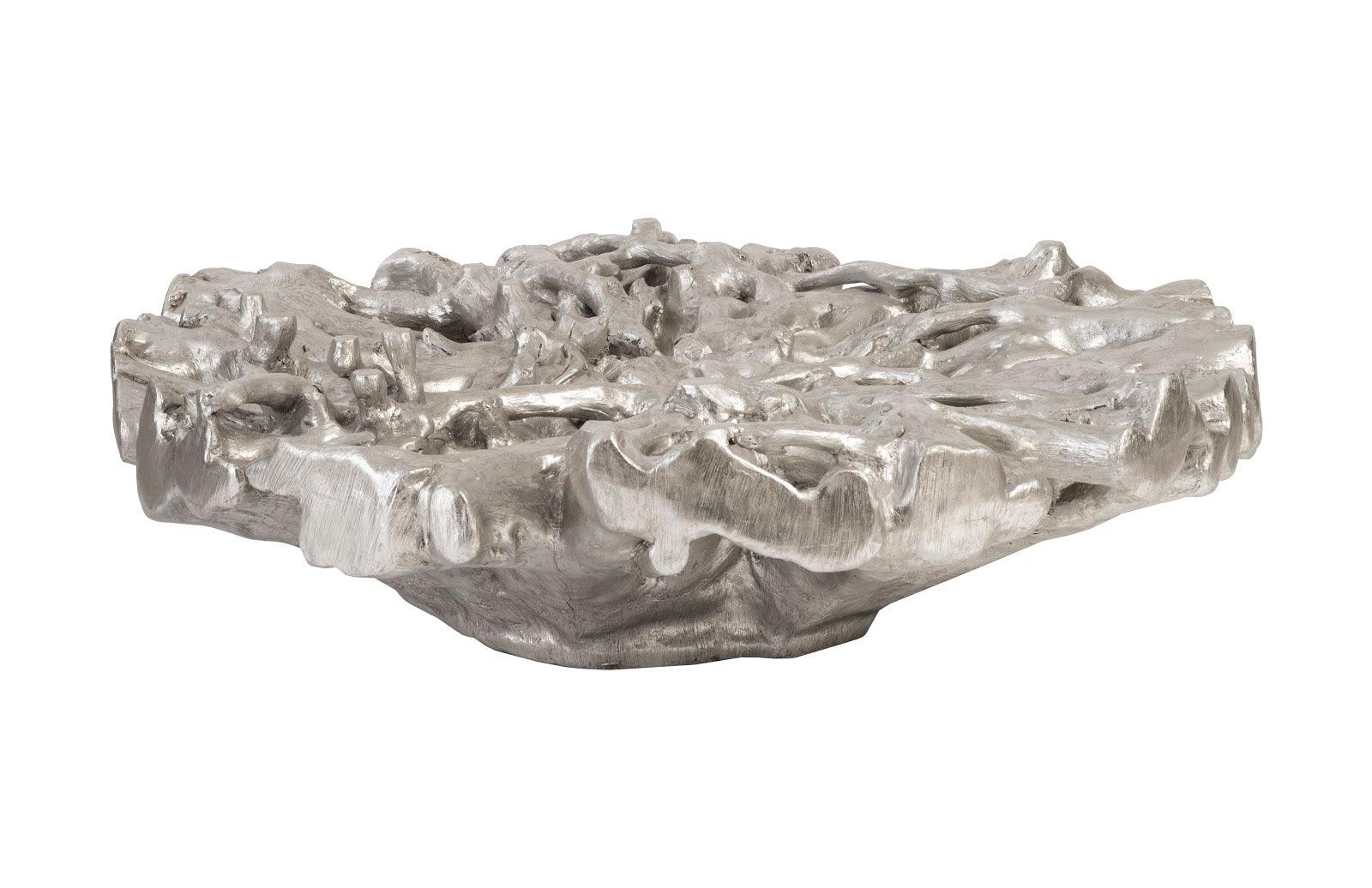 Root Cast Coffee Table, Antique Silver Leaf, SM, Round - Remutear