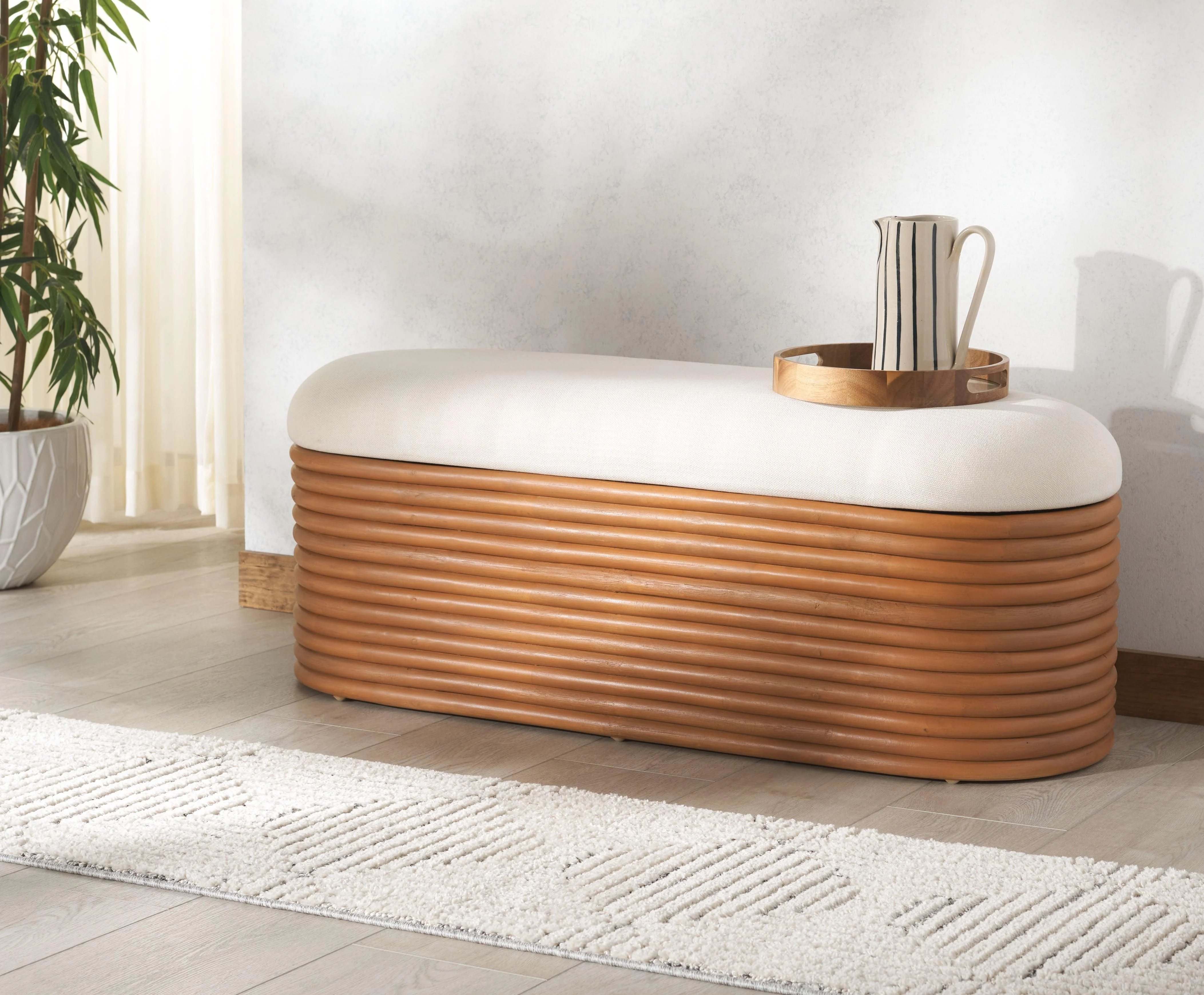 Bayard Rattan Storage Bench - Remutear