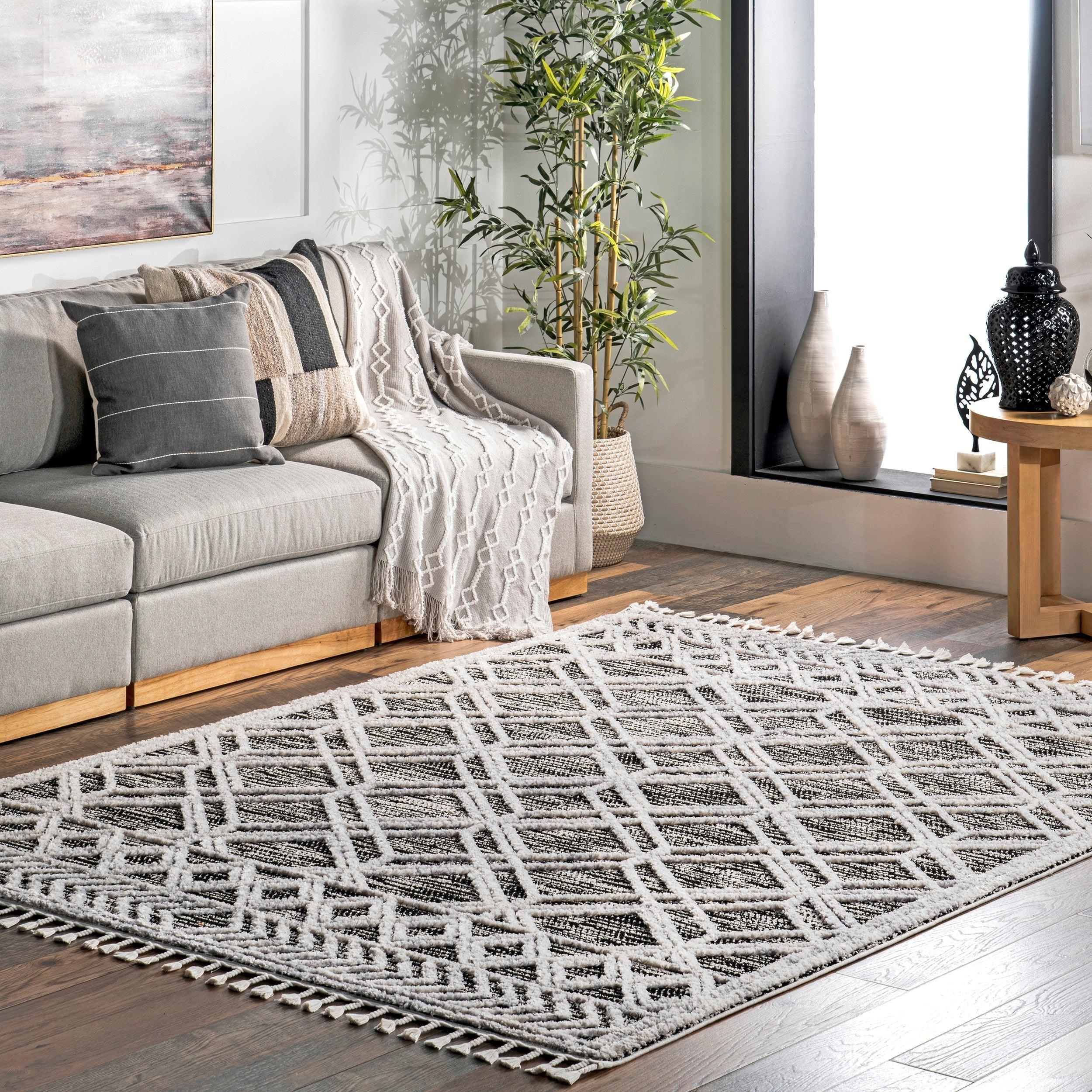 Ansley Moroccan Lattice Tassel Area Rug - Remutear