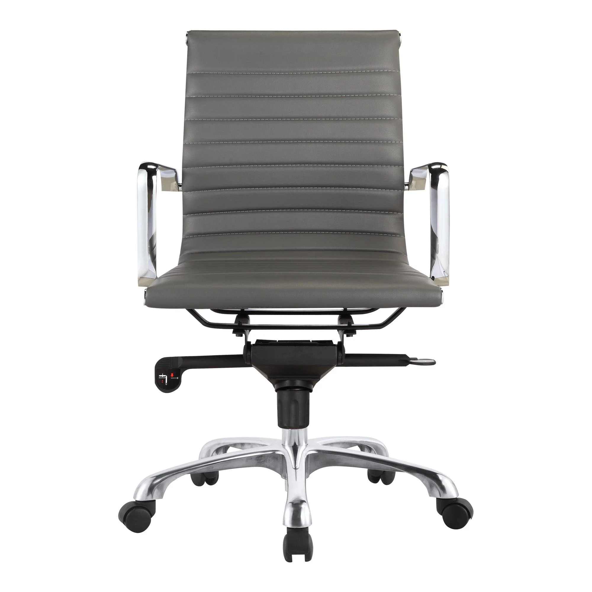 Studio Swivel Office Chair Low Back Grey Vegan Leather - Remutear