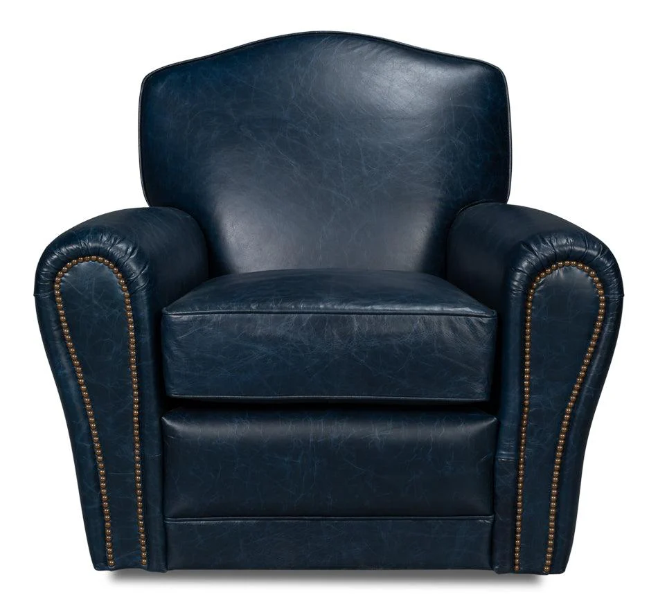 Elite French Club Swivel Chair - Blue - Remutear