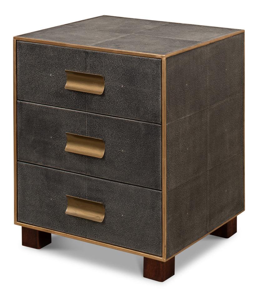 Gideon Shagreen 3 Drawer Side Table - Gry - Remutear