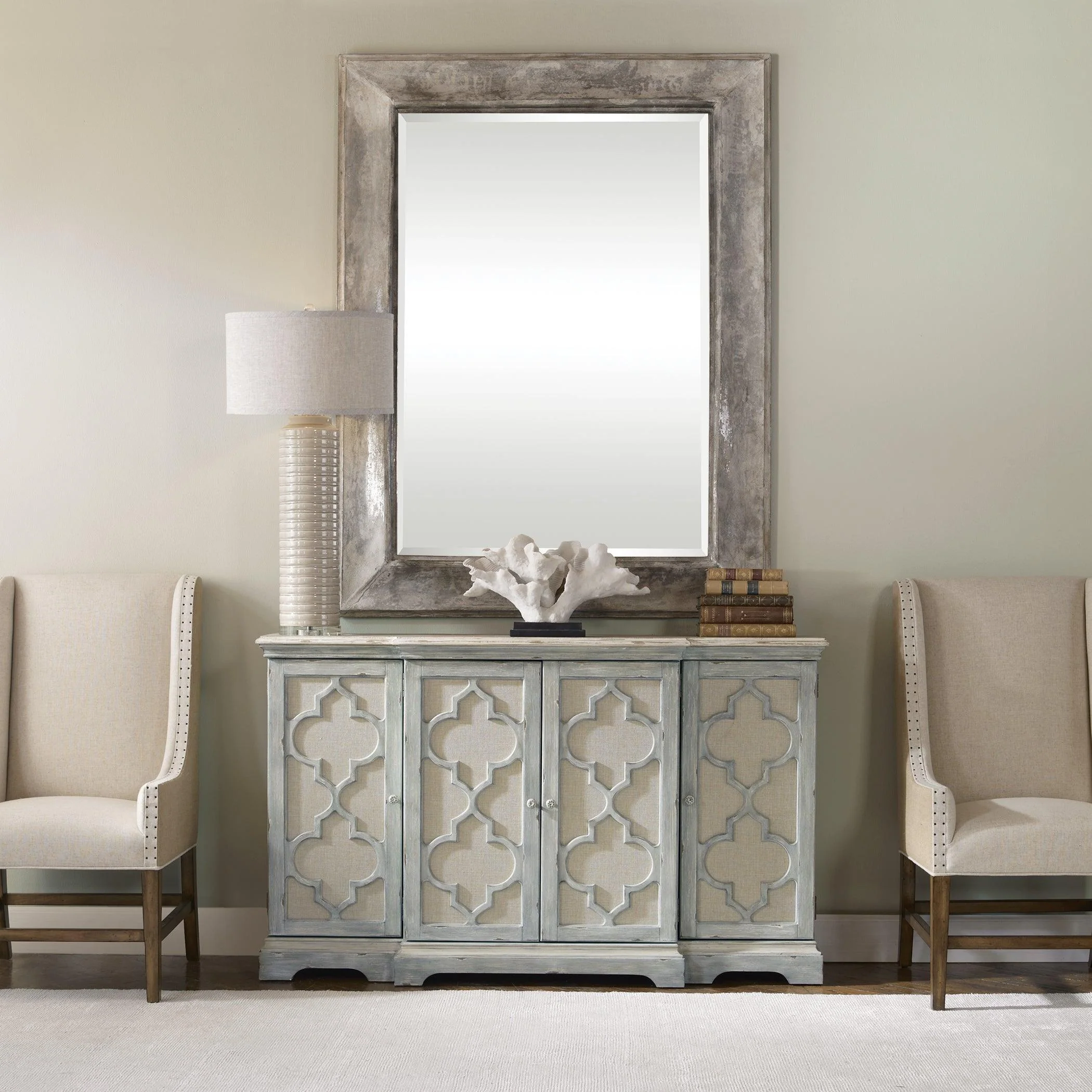 Sophie 4 Door Grey Cabinet - Remutear