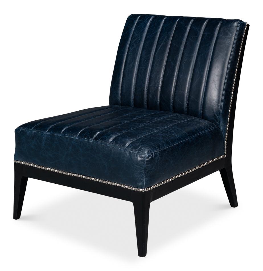 Agave Slipper Chair Distilled Lthr - Blue - Remutear
