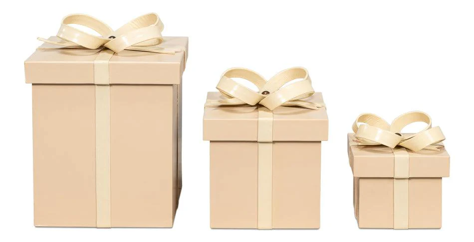 Ferrell Leather Holiday Boxes S/3 Taupe - Remutear