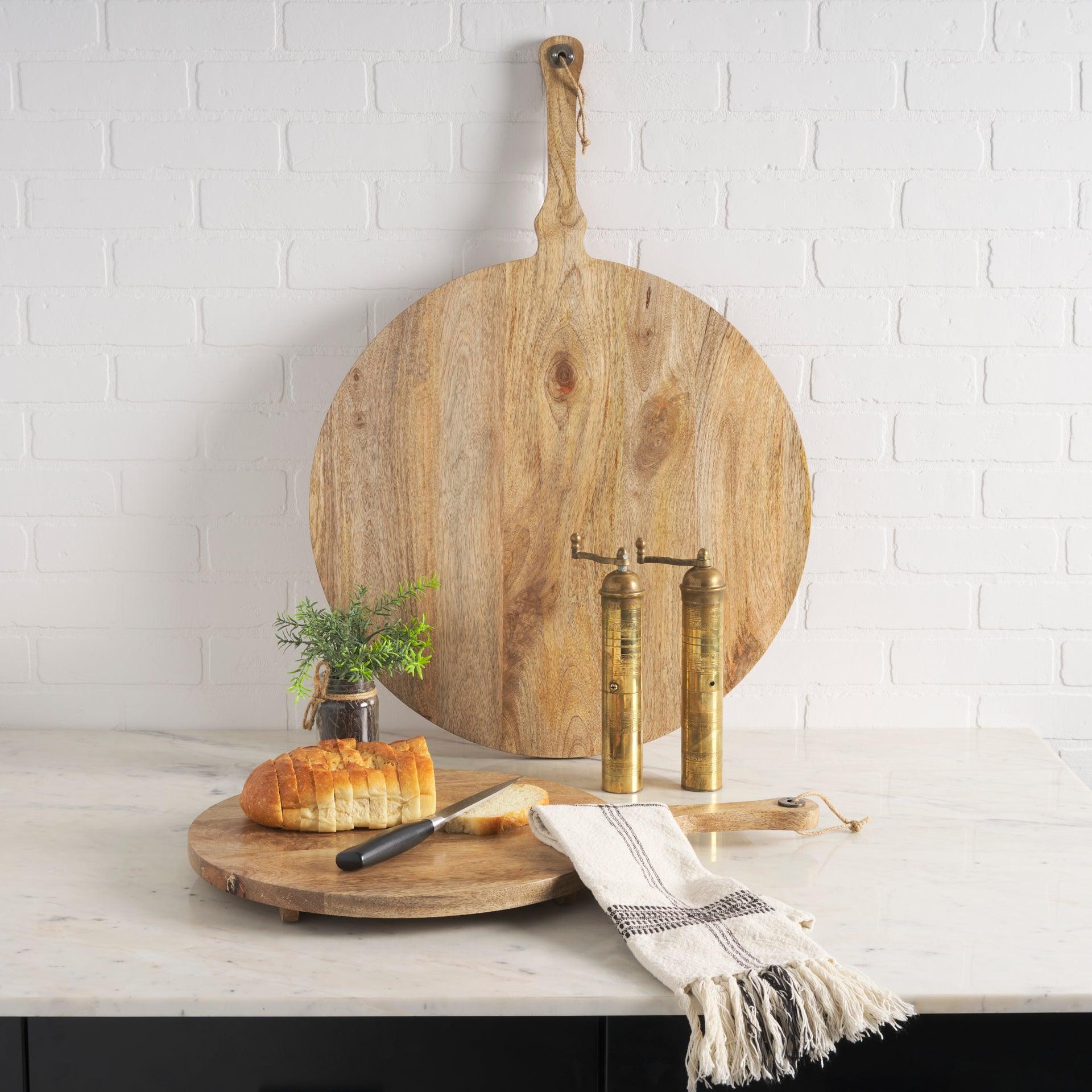 Karana Natural Solid Wood Round Serving Boards - Remutear