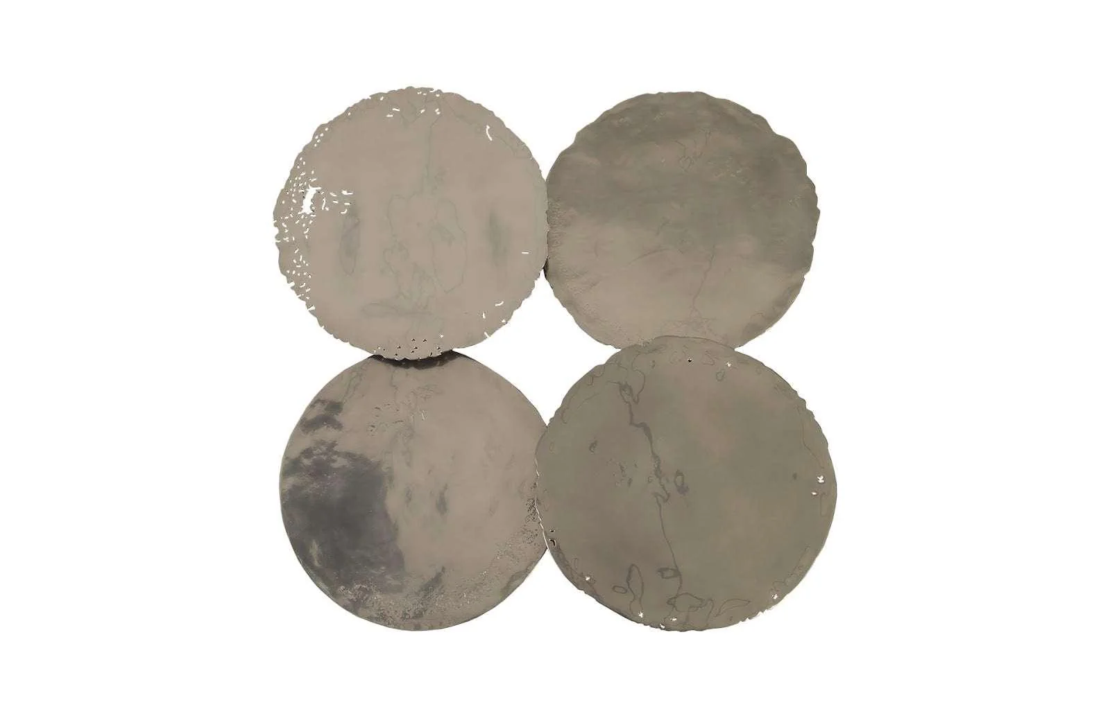 Cast Oil Drum Wall Discs, Liquid Silver, Set of 4 - Remutear