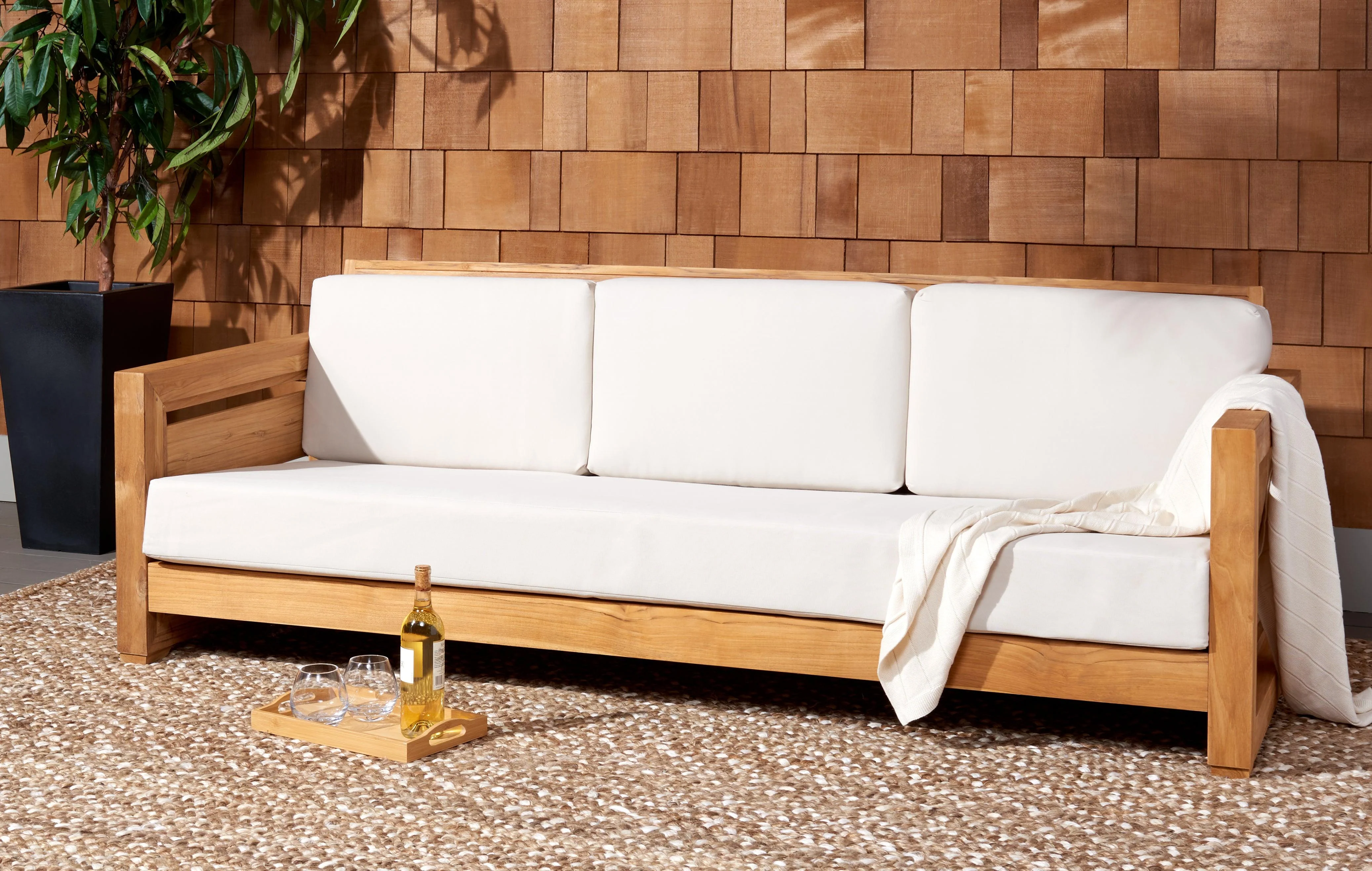 GUADELOUPE OUTDOOR BRAZILIAN TEAK 3-SEAT SOFA - Remutear