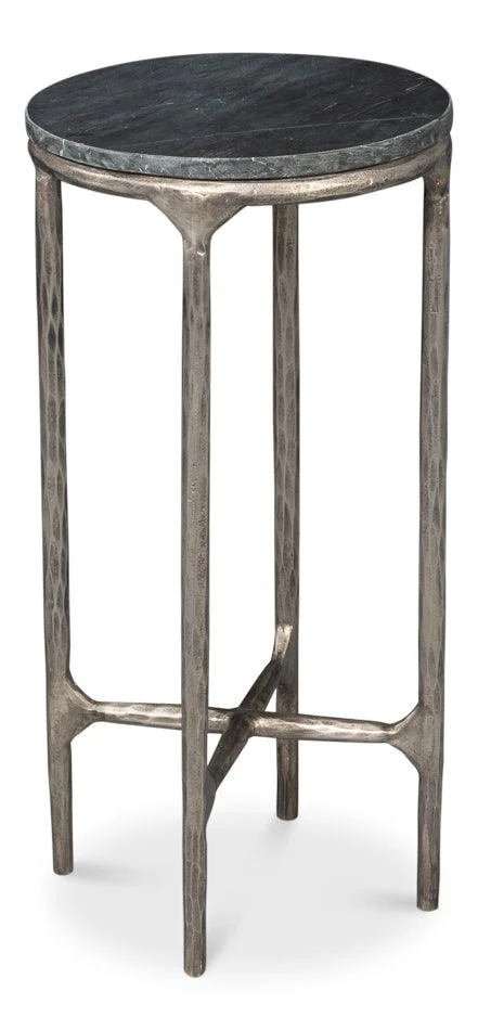Derrick Iron End Table With Marble Top - Remutear