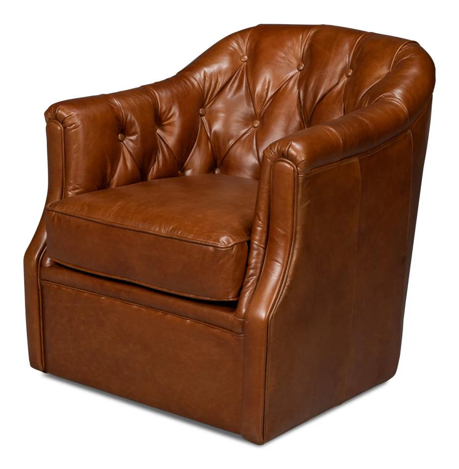 Coolidge Leather Swivel Chair Havana Brn - Remutear