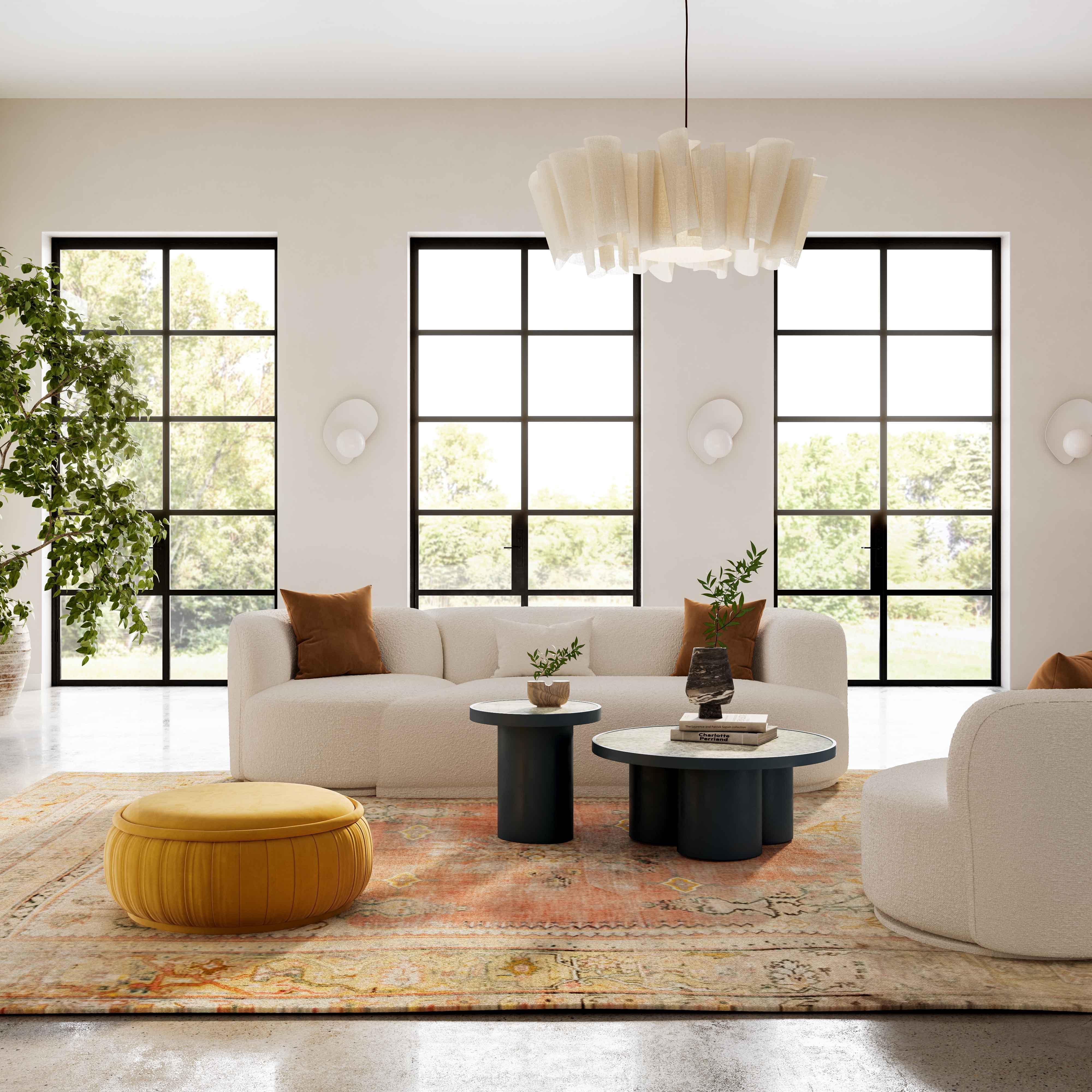 Fickle Cream Boucle Modular RAF Loveseat - Remutear