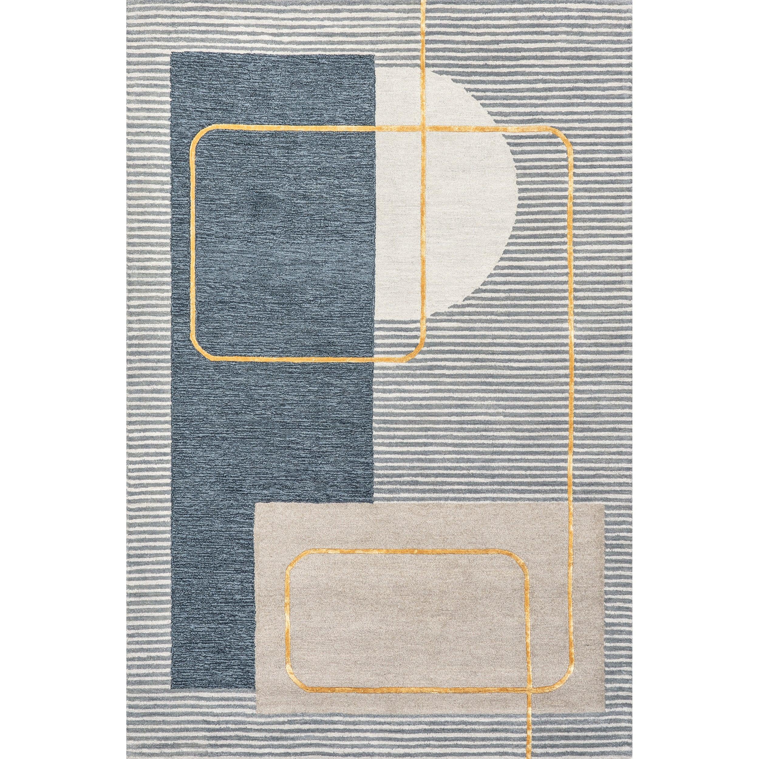Shelley Abstract Striped Wool Area Rug - Remutear