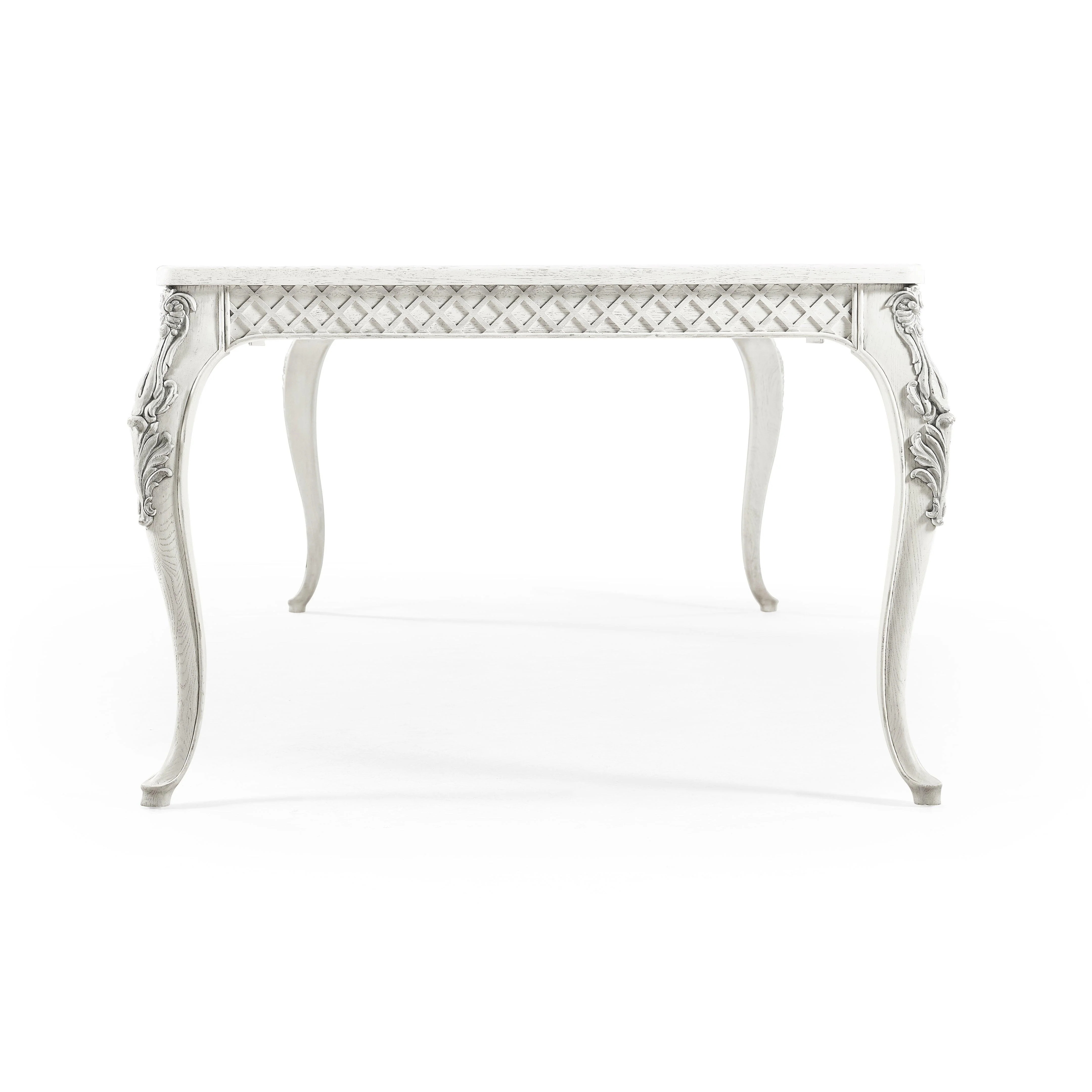White Inversion Lattice Leg Dining Table - Remutear