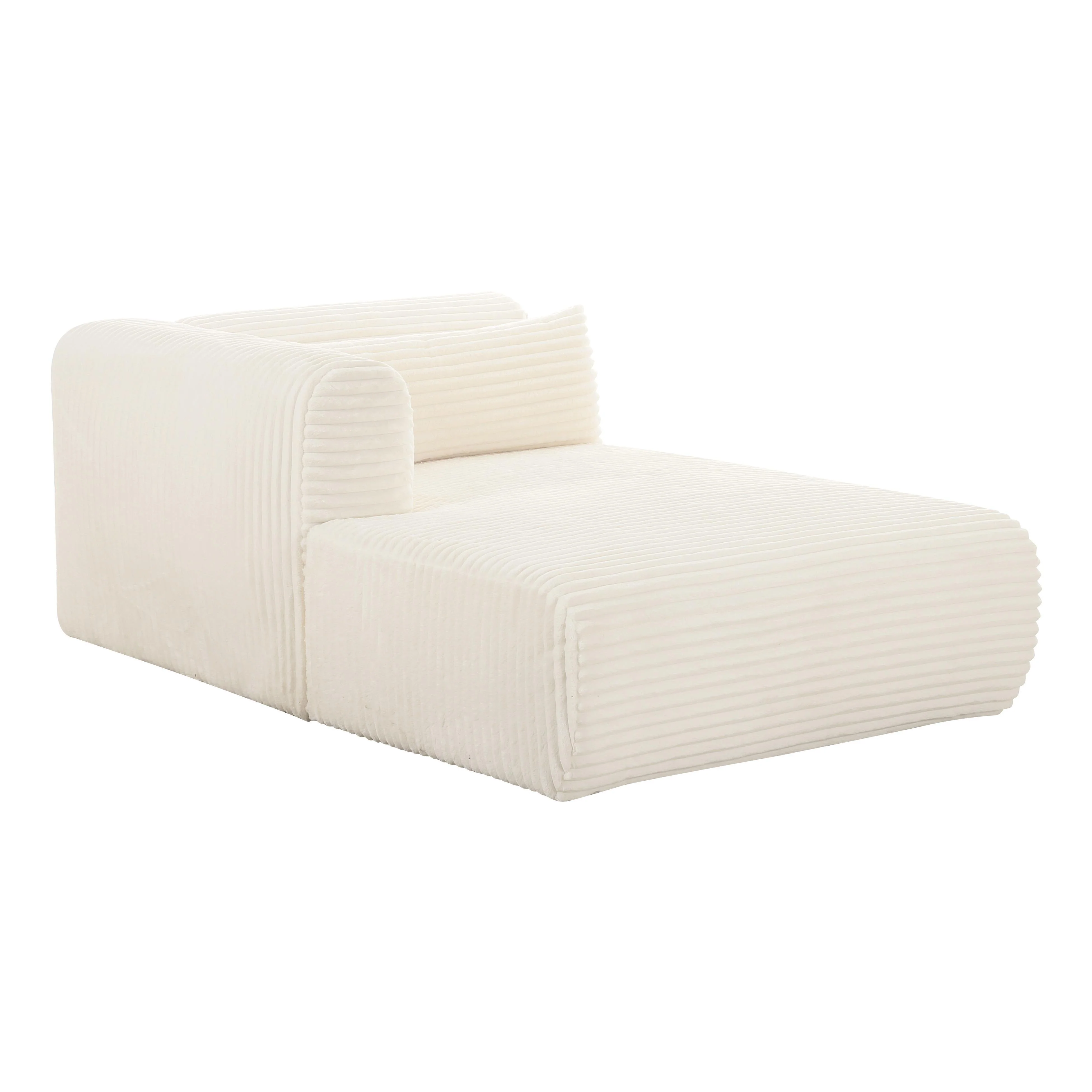 Tarra Fluffy Oversized Cream Corduroy Modular LAF Chaise - Remutear