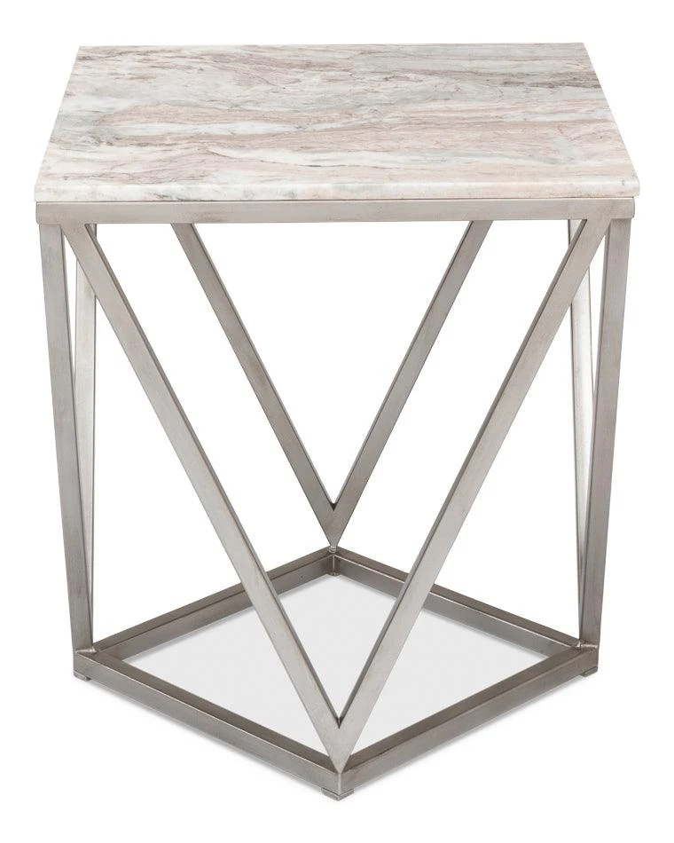 Trapezoid Side Table - Marble Top - Remutear