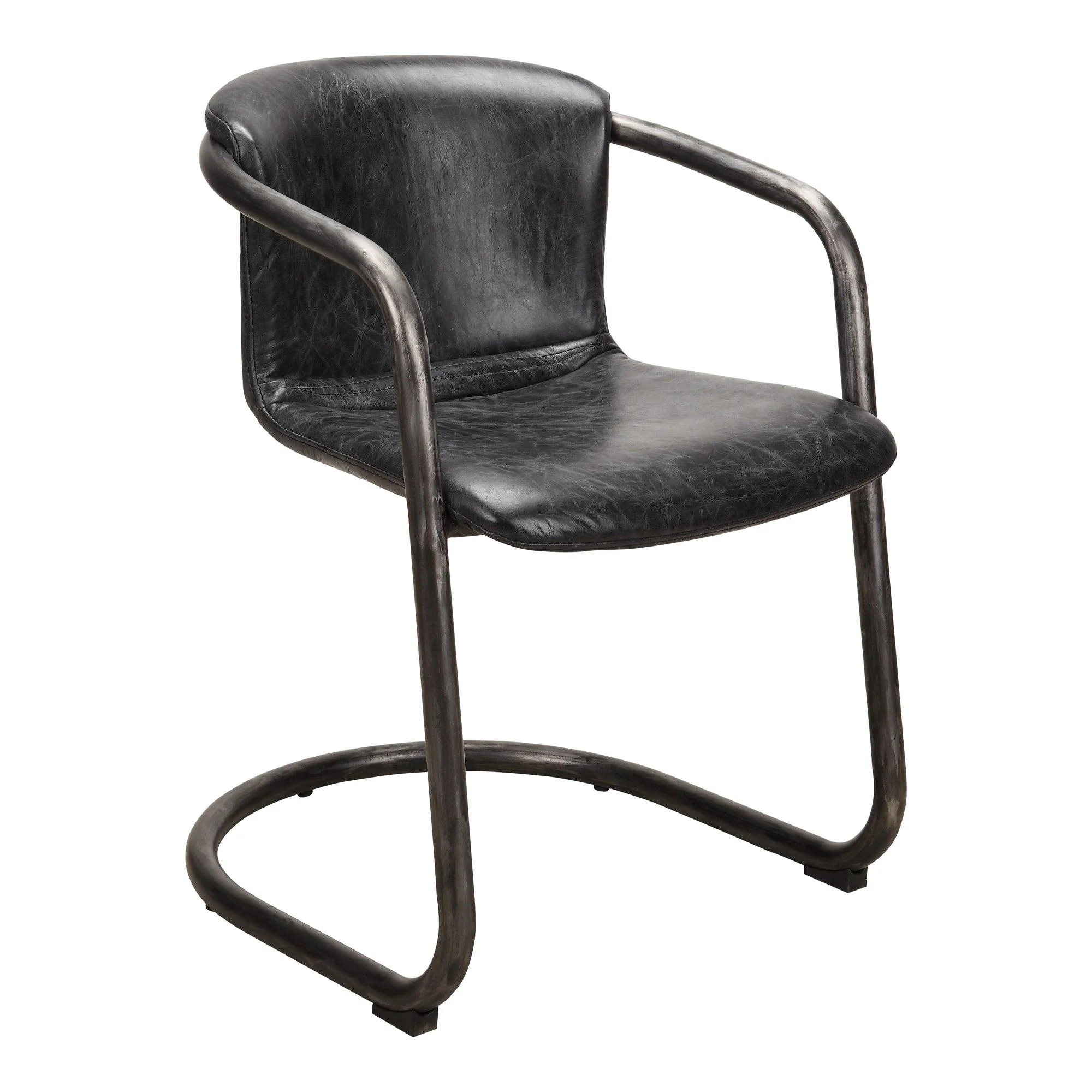 Freeman Dining Chair Onyx Black Leather  - Set Of Two - Remutear