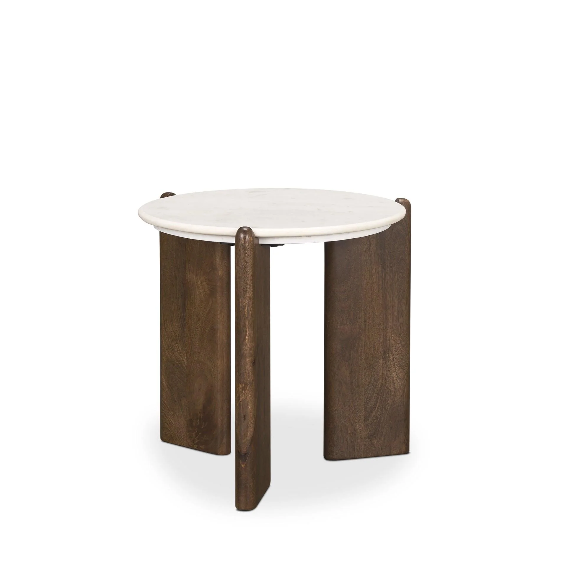 Rumer Dark Brown Wood w/ White Marble Side Table - Remutear