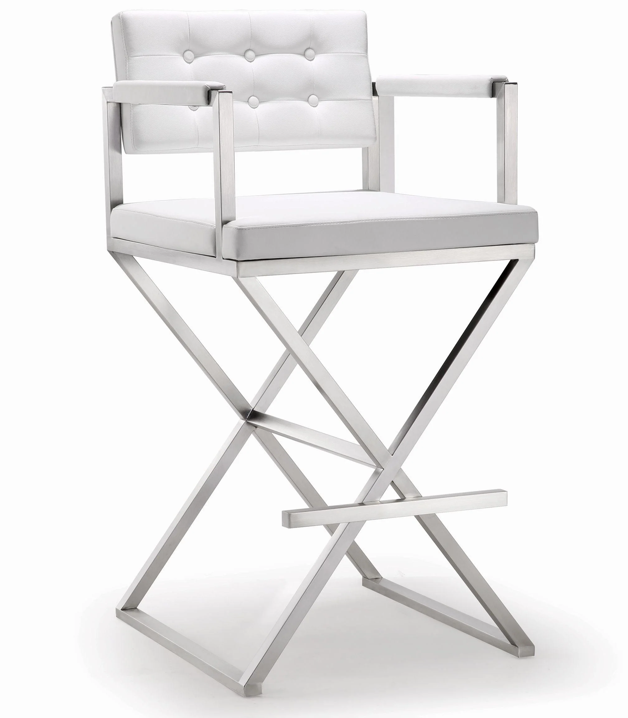 Director White Stainless Steel Barstool - Remutear
