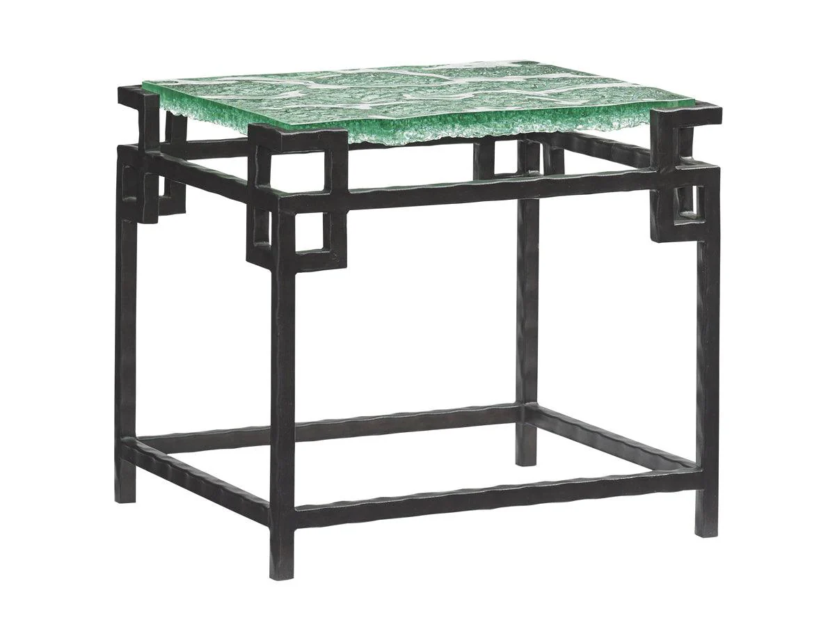 Island Fusion Hermes Reef Glass Top End Table - Remutear