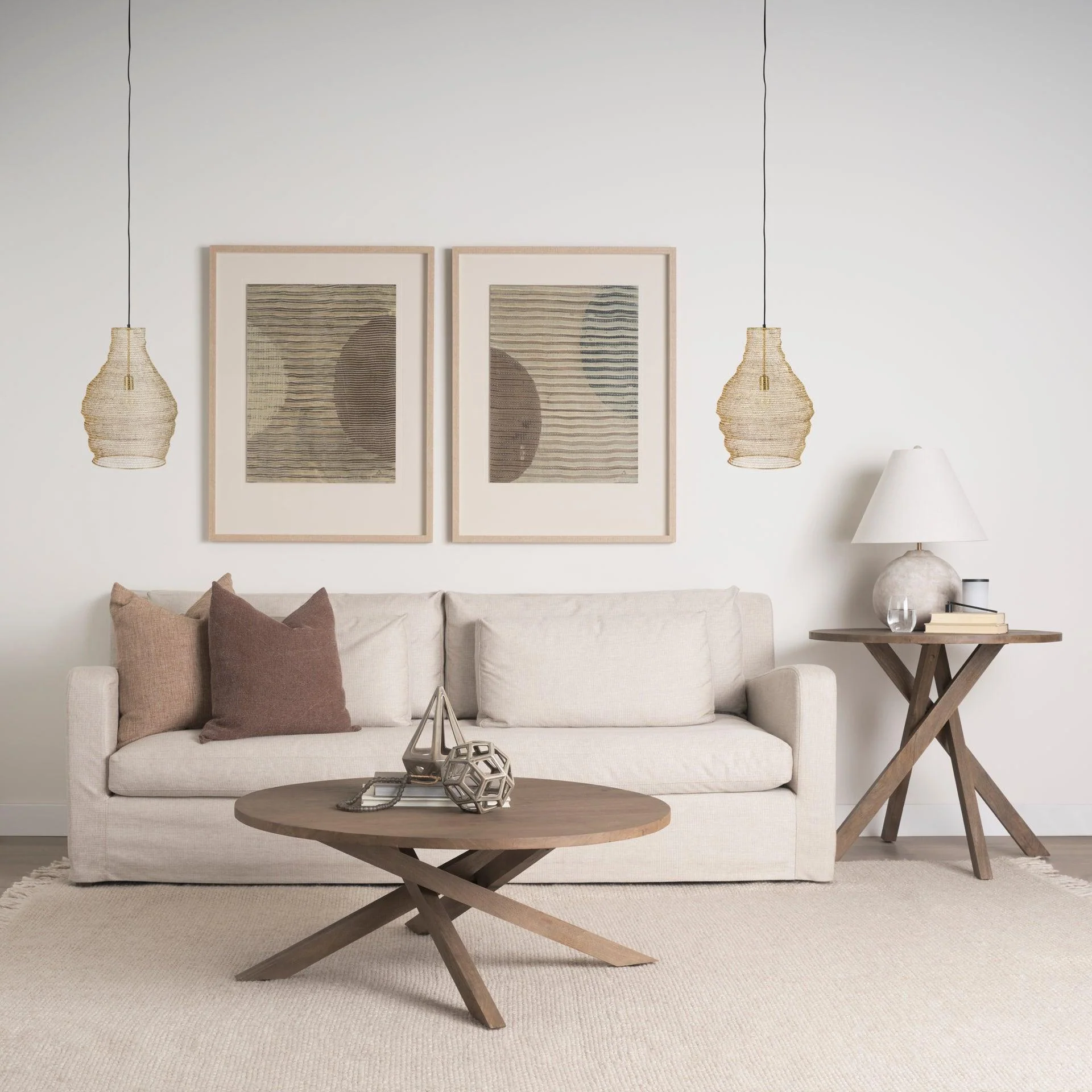Halycon 16.0L x 16.0W x 20.0H Gold Mesh and Iron Pendant Light - Remutear