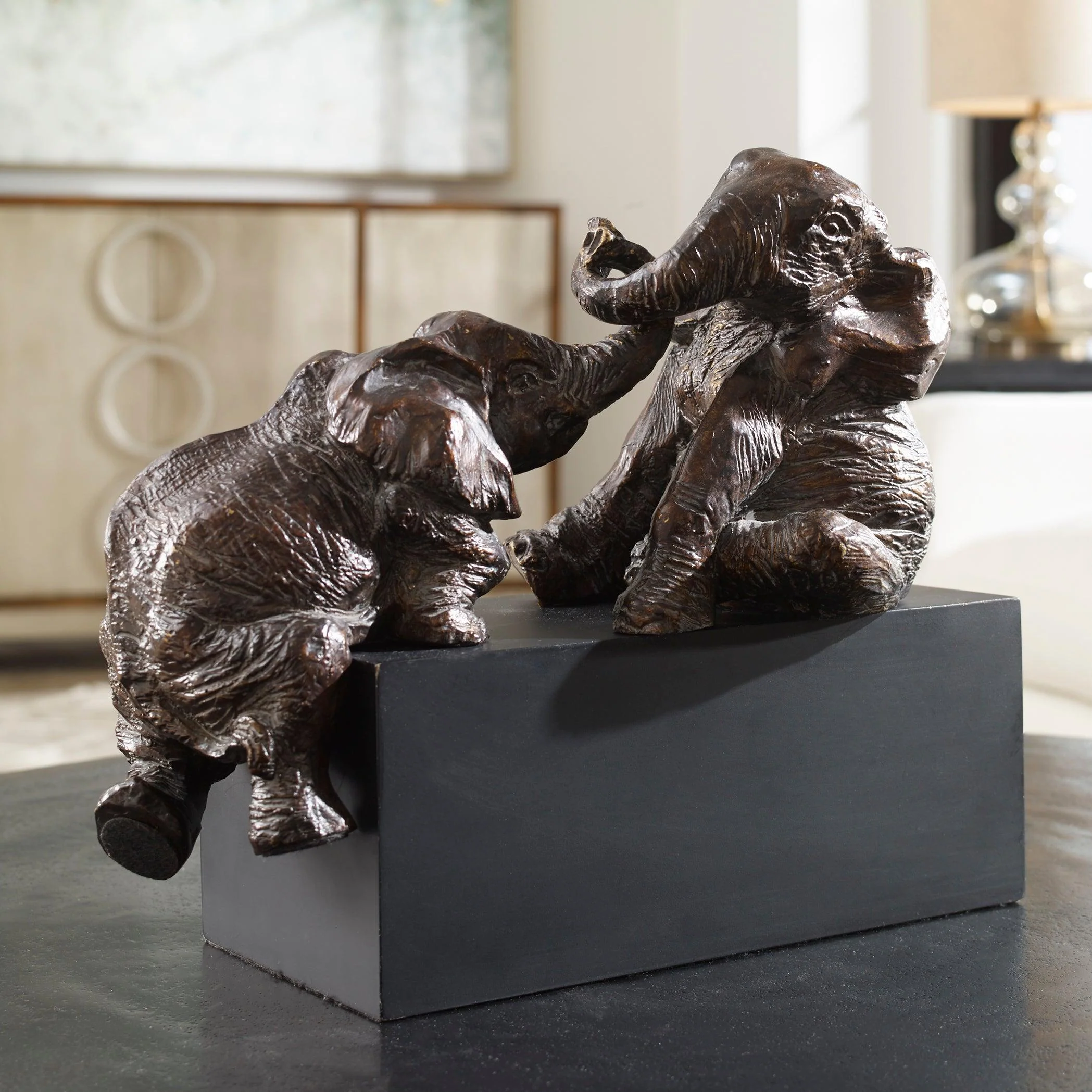 PLAYFUL PACHYDERMS BRONZE FIGURINES - Remutear