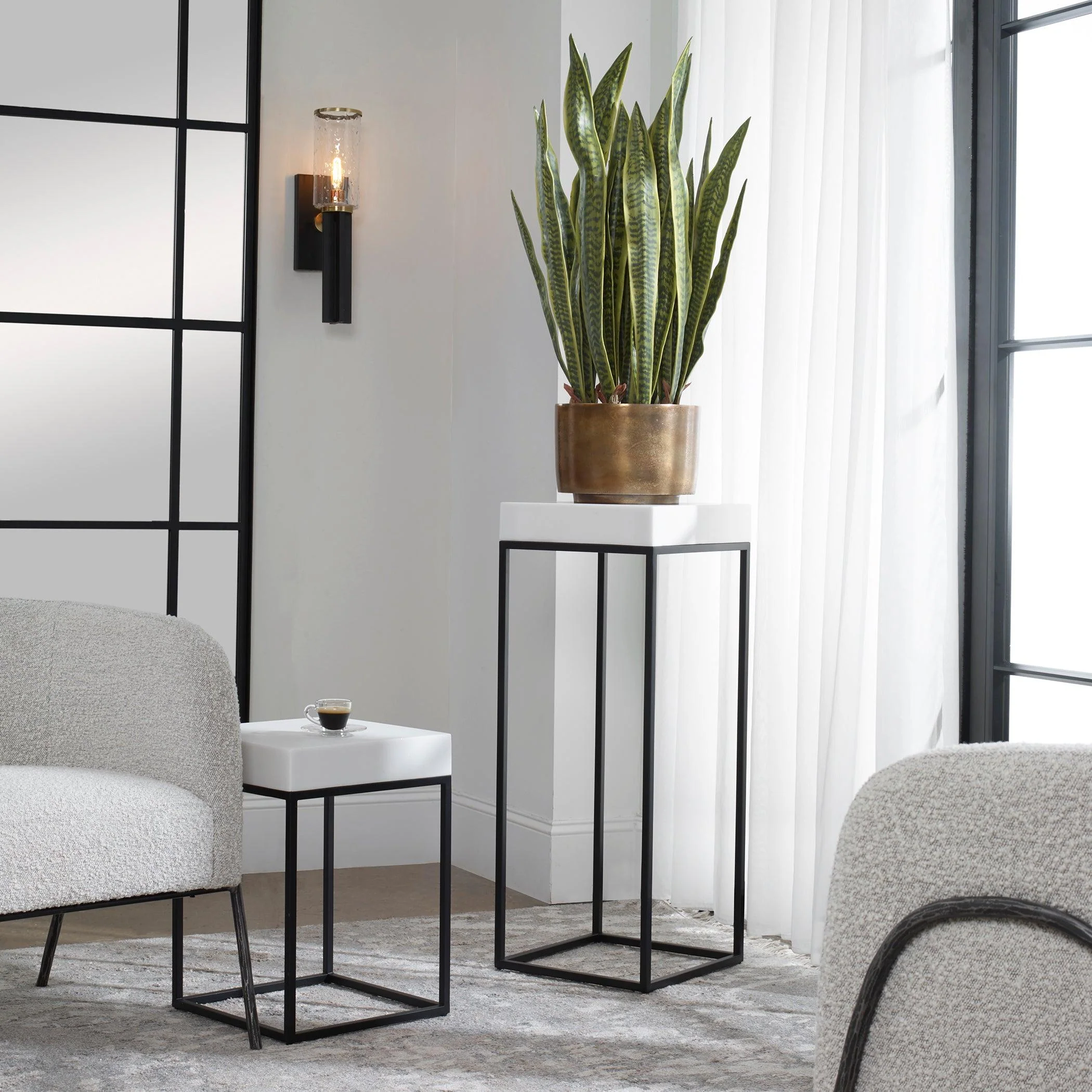 Gambia Marble Plant Stand - Remutear