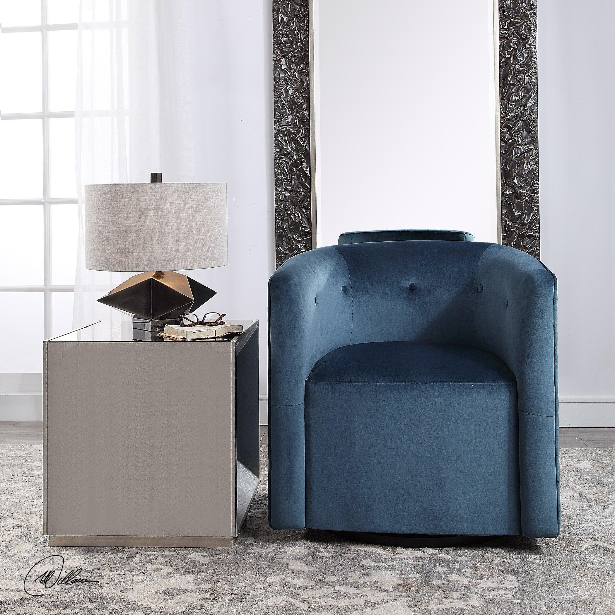 Mallorie Blue Swivel Chair - Remutear