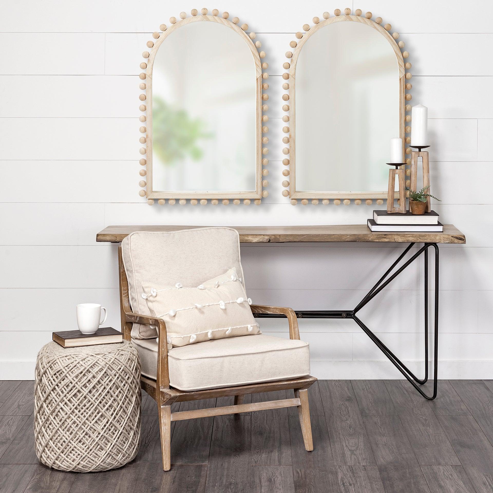 Leeds 23L x 35H Natural Wood Arch Frame Mirror - Remutear