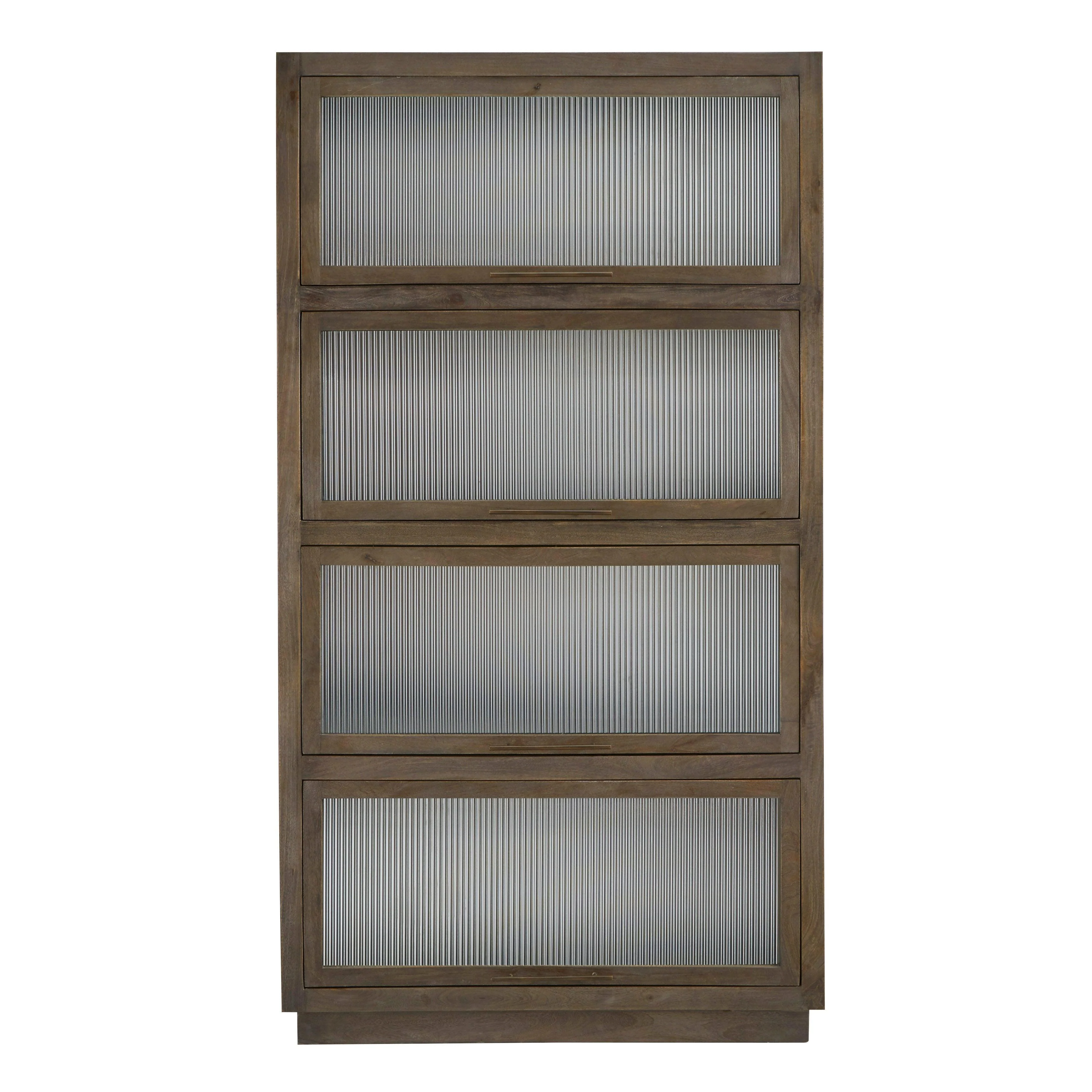 4-Door Reeded Glass Curio Cabinet - Remutear