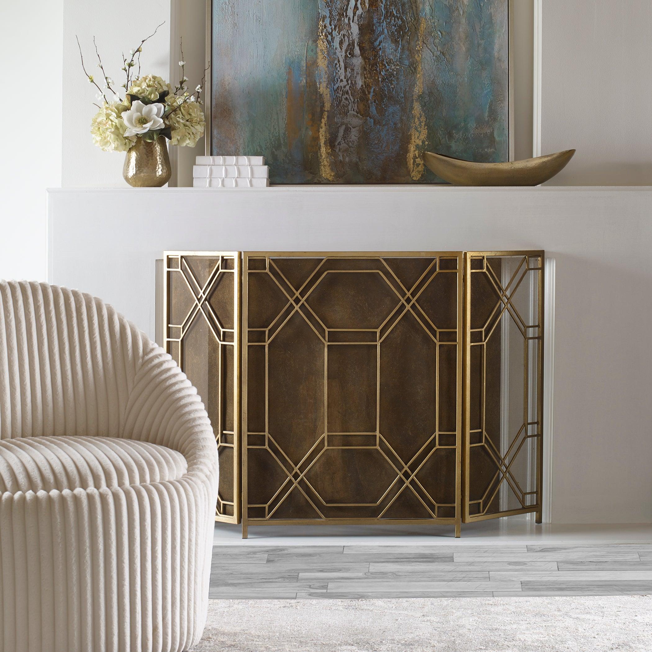 ROSEN GOLD FIREPLACE SCREEN - Remutear