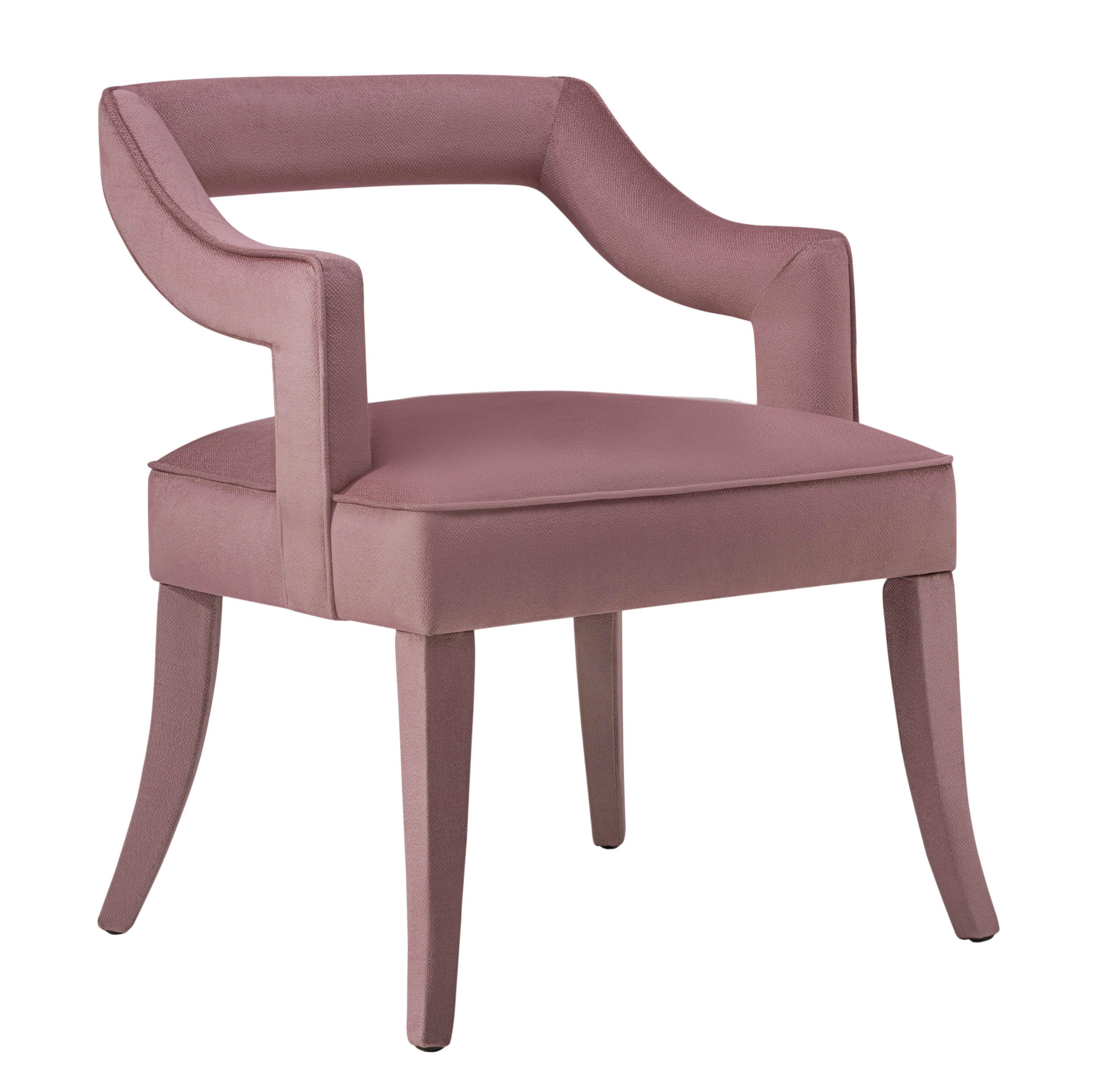 Tiffany Pink Slub Velvet Chair - Remutear