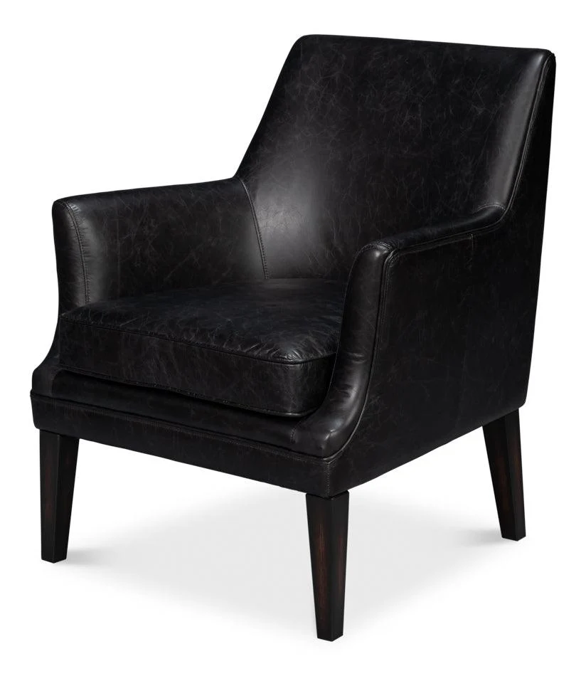 Royalton Distilled Leather Chair Blk - Remutear
