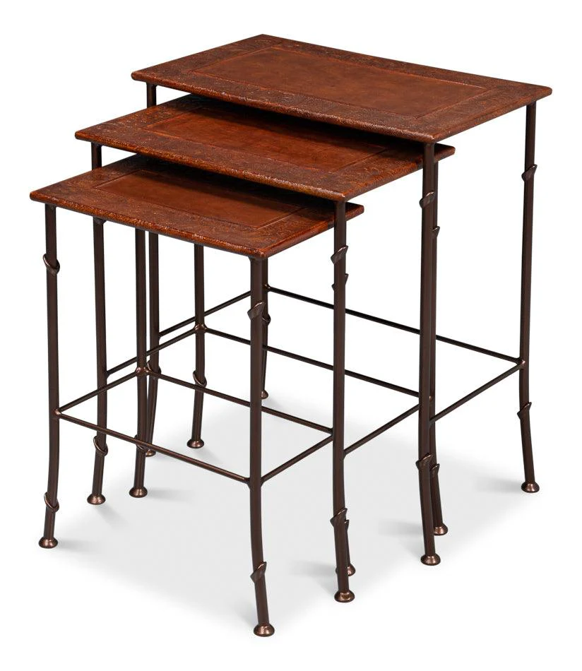 Kew Gardens Leather Nesting Tables - Remutear