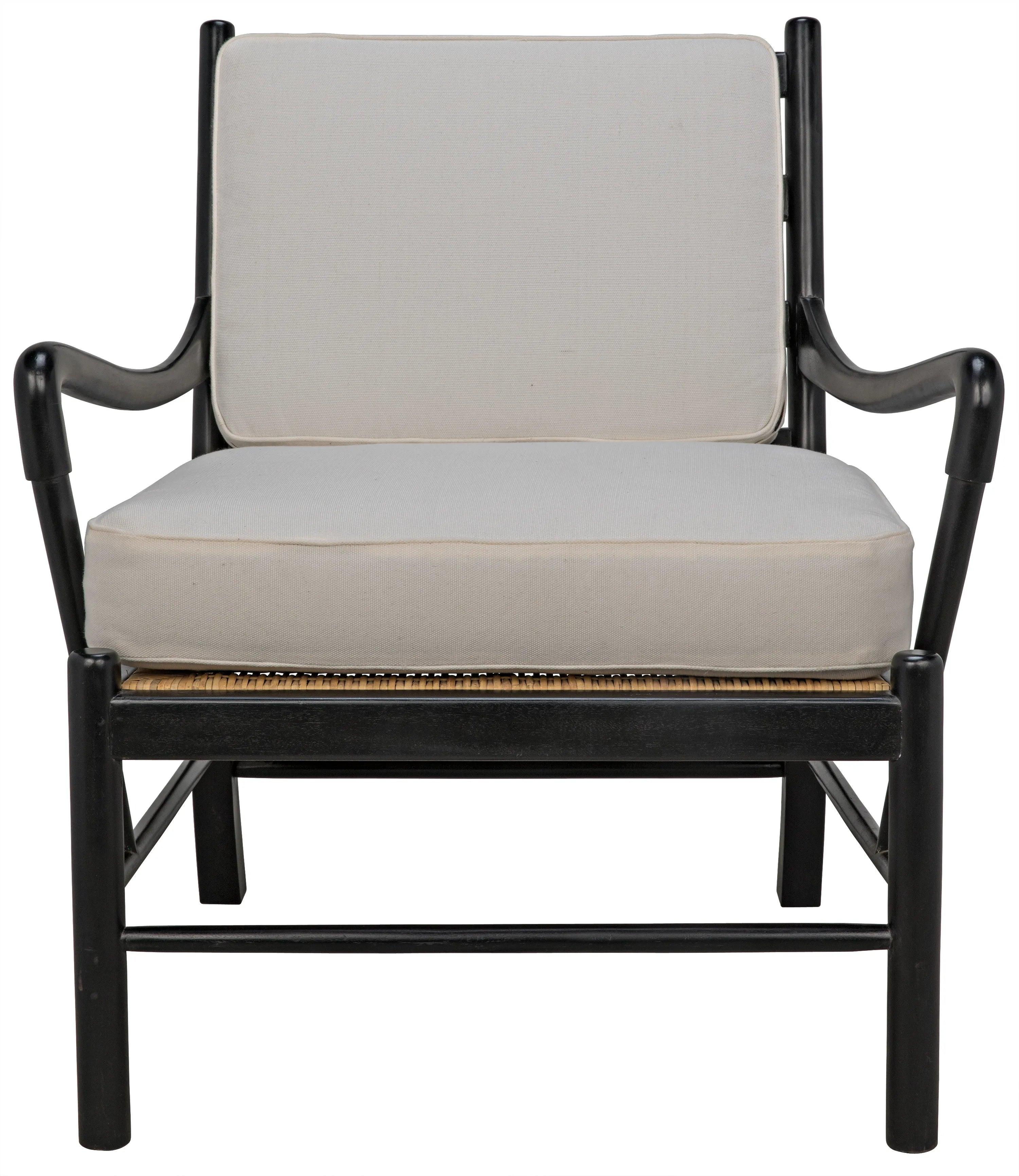 Kevin Chair with Rattan, Hand Rubbed Black - Remutear