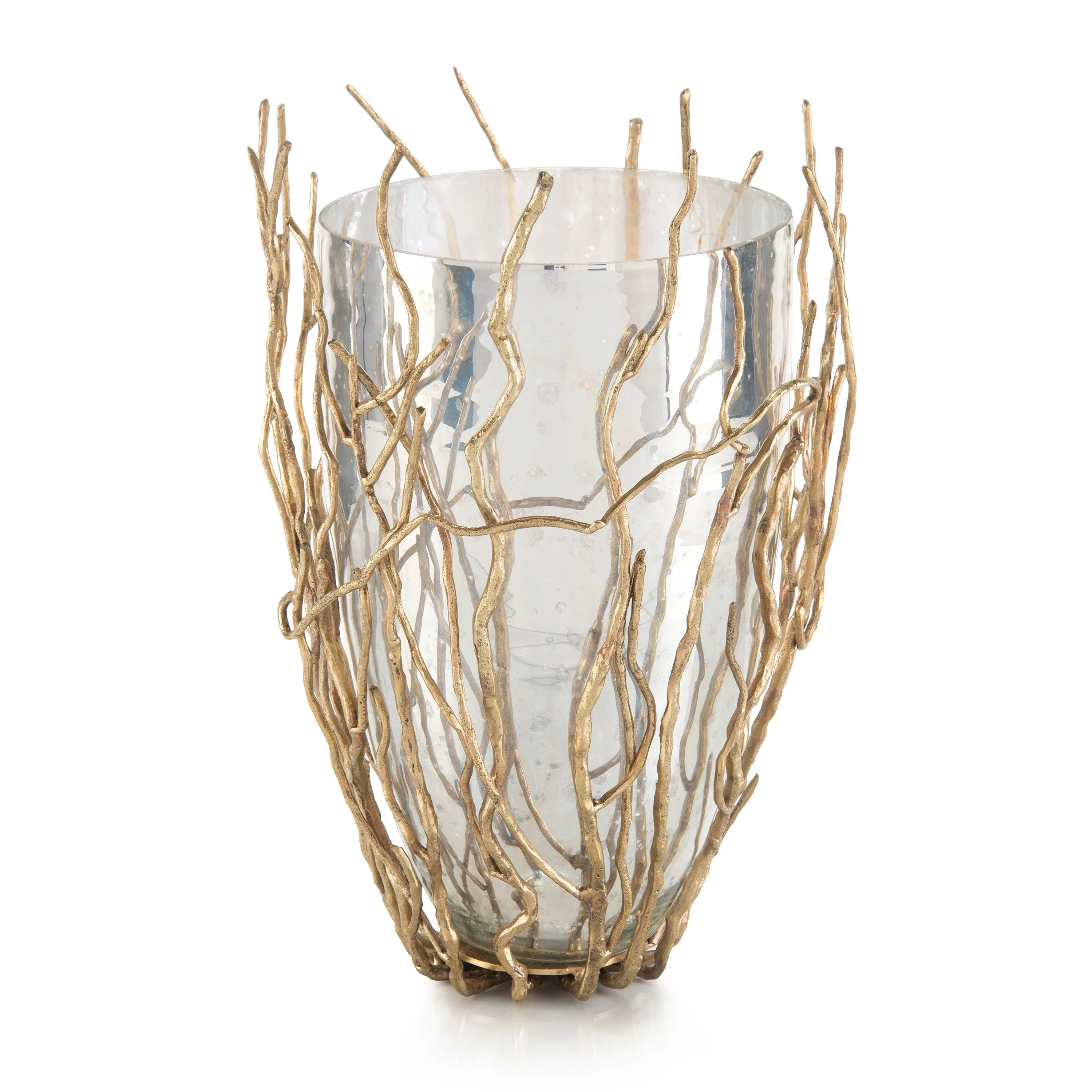 Sapling-Encased Silvered Glass Vase - Remutear