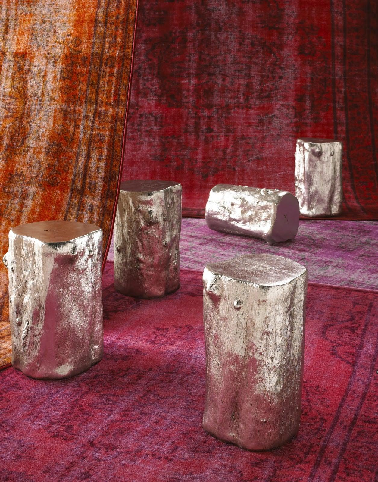 Log Stool, Silver Leaf, SM - Remutear