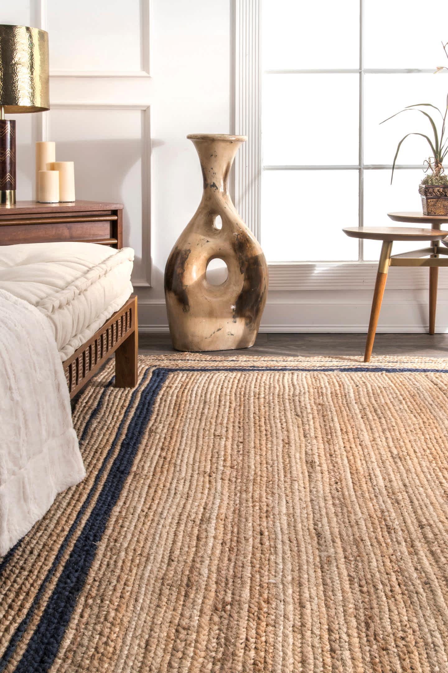 Braided Rikki Border Jute Area Rug - Remutear