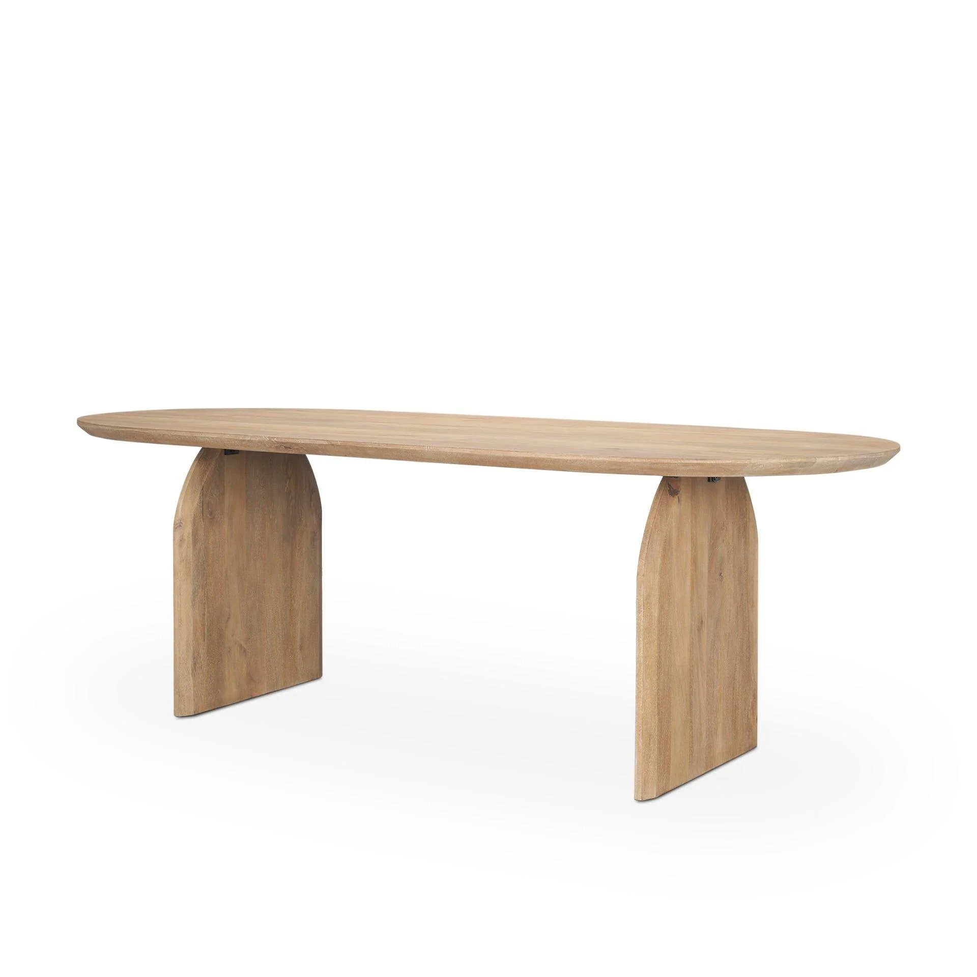 Isla Oval Dining Table w/Light Brown Wood Top & Arched Legs - Remutear