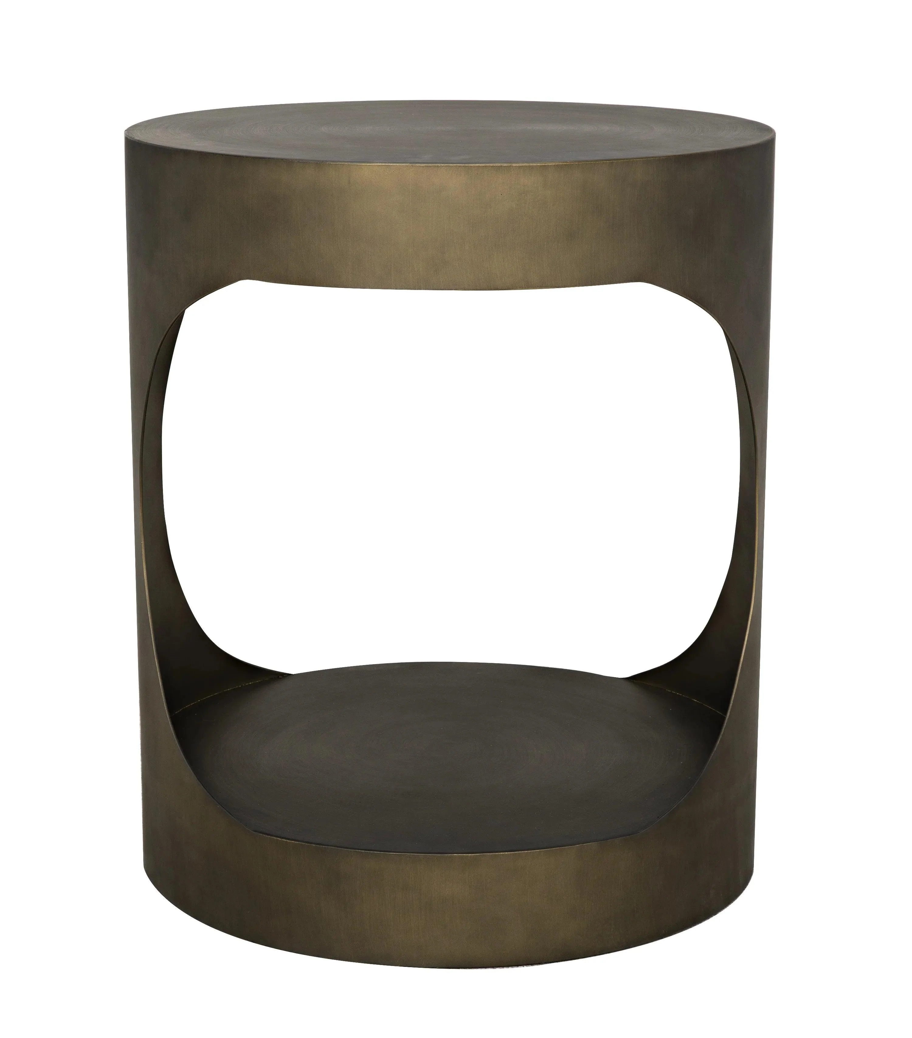 Eclipse Round Side Table, Metal with Aged Brass Finish - Remutear