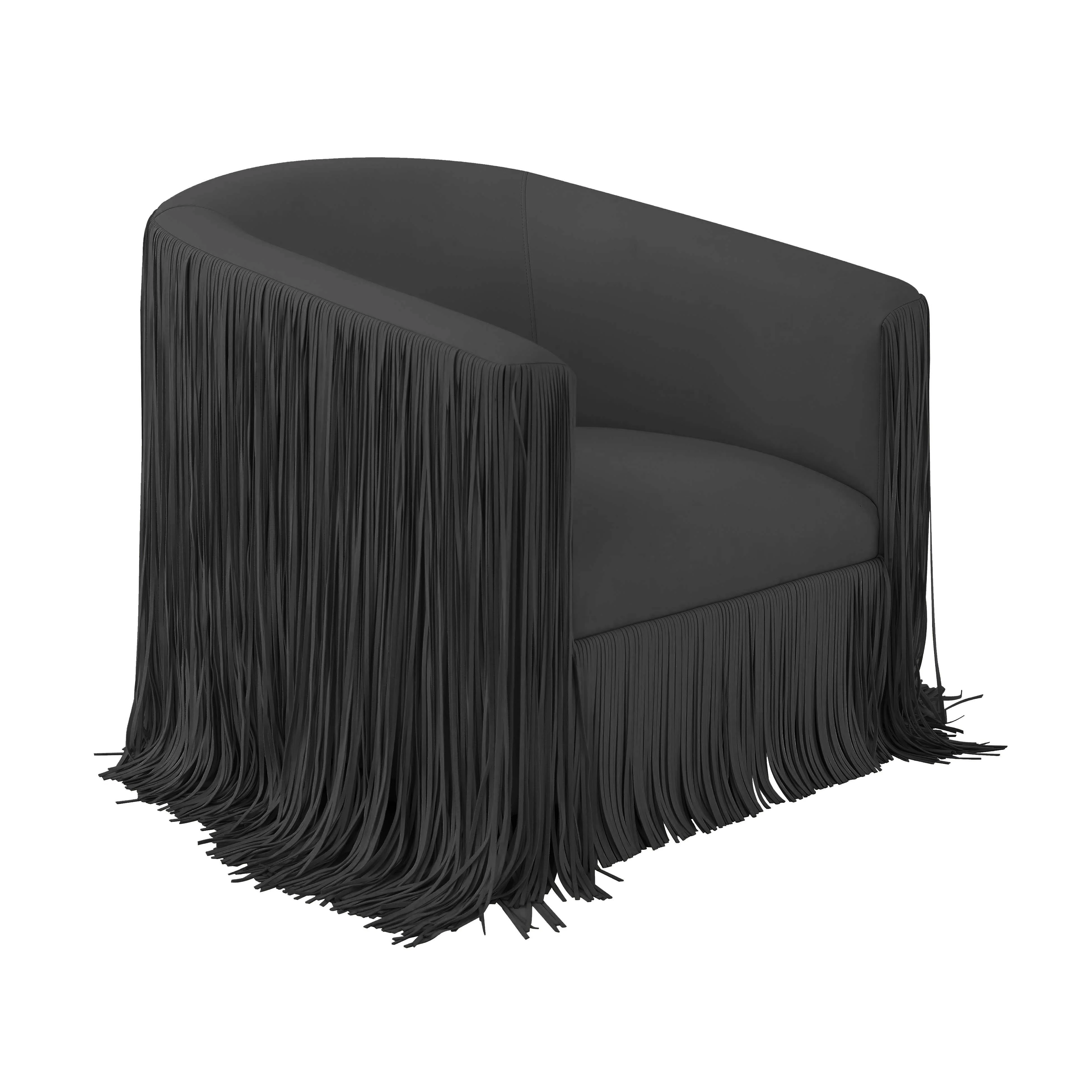 Shag Me Black Vegan Leather Swivel Chair - Remutear